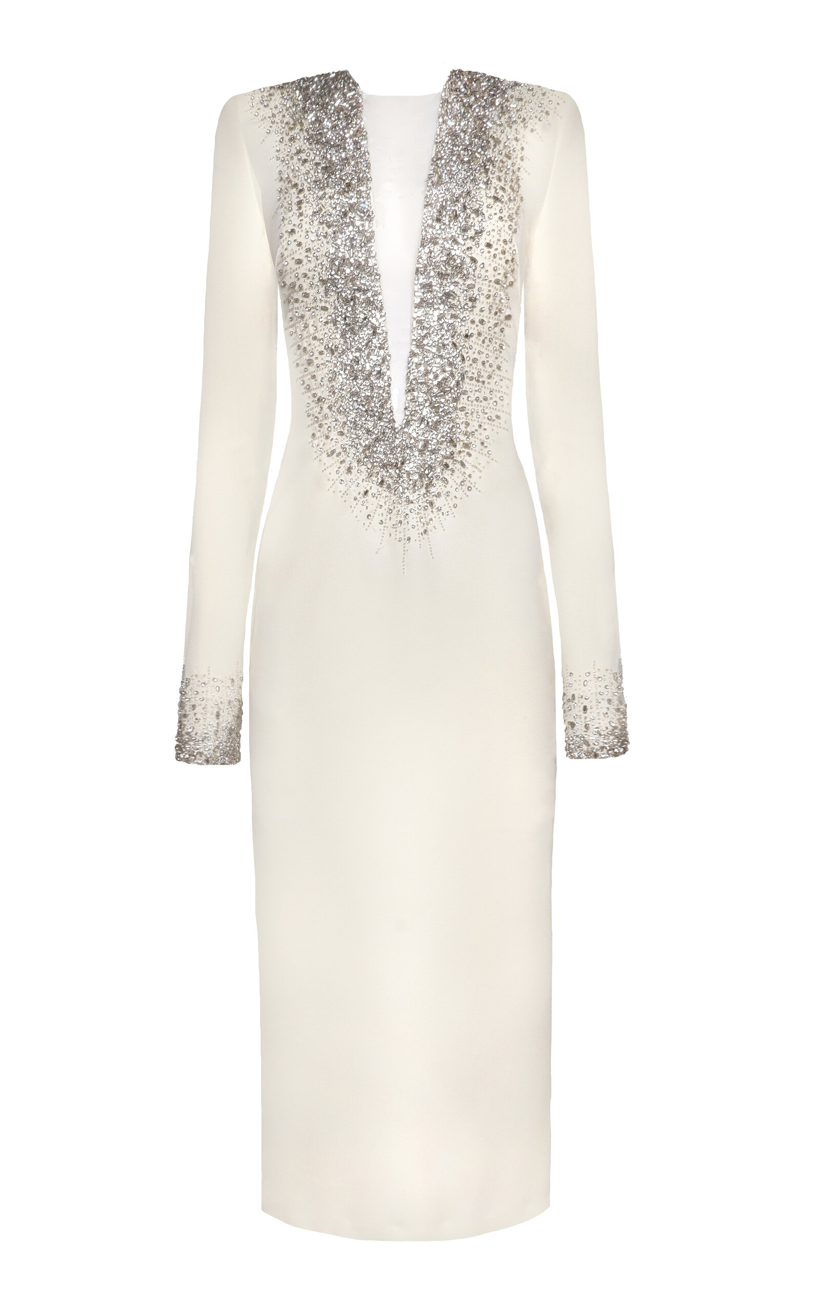 Naeem Khan Crystal Embellished Midi Dress - Ivory
