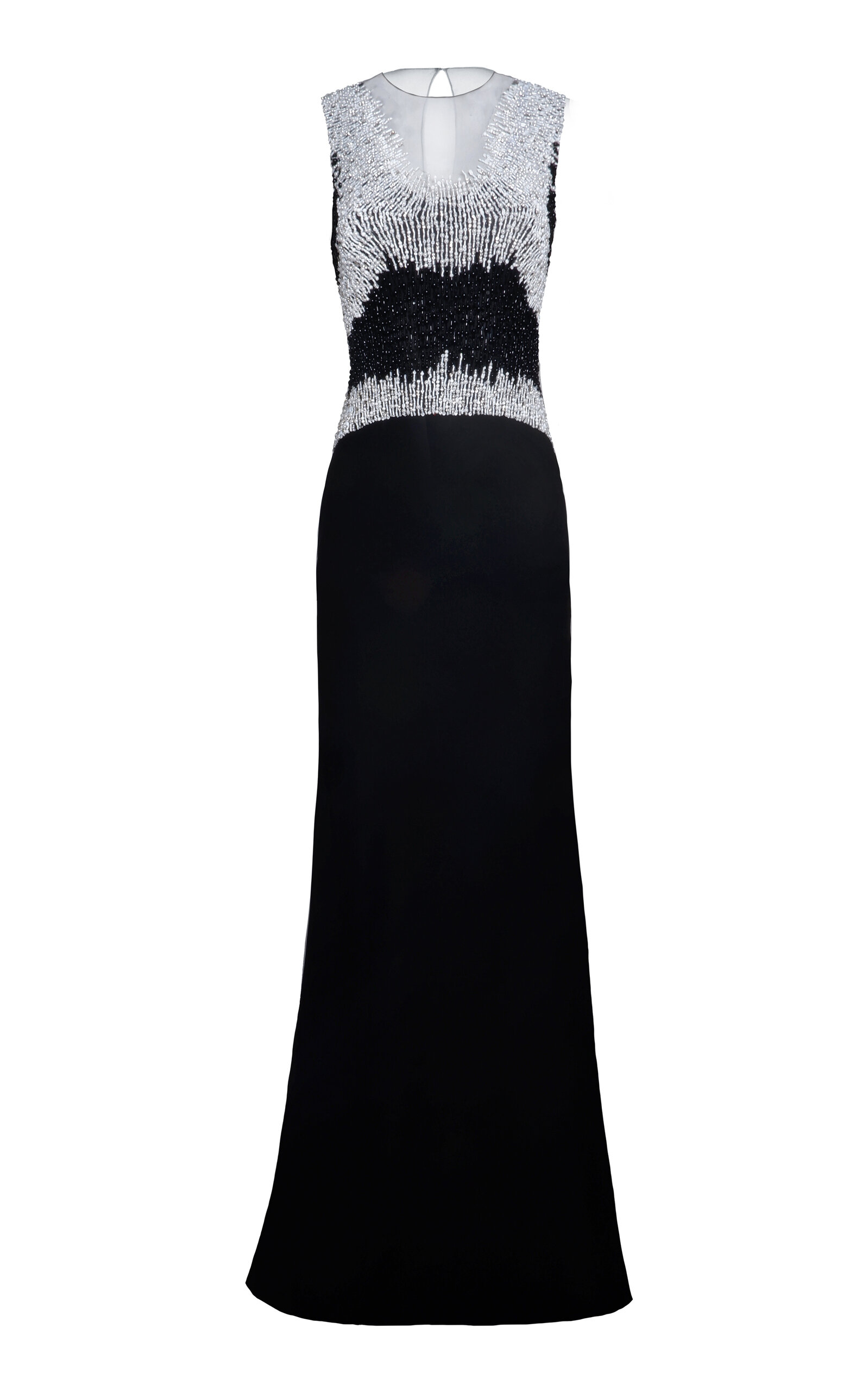 Naeem Khan Beaded Illusion Bodice Gown In Black