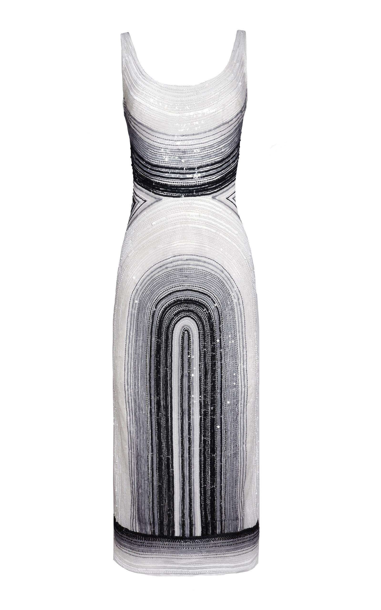 Naeem Khan Abstract Print Beaded Midi Dress - Black/white