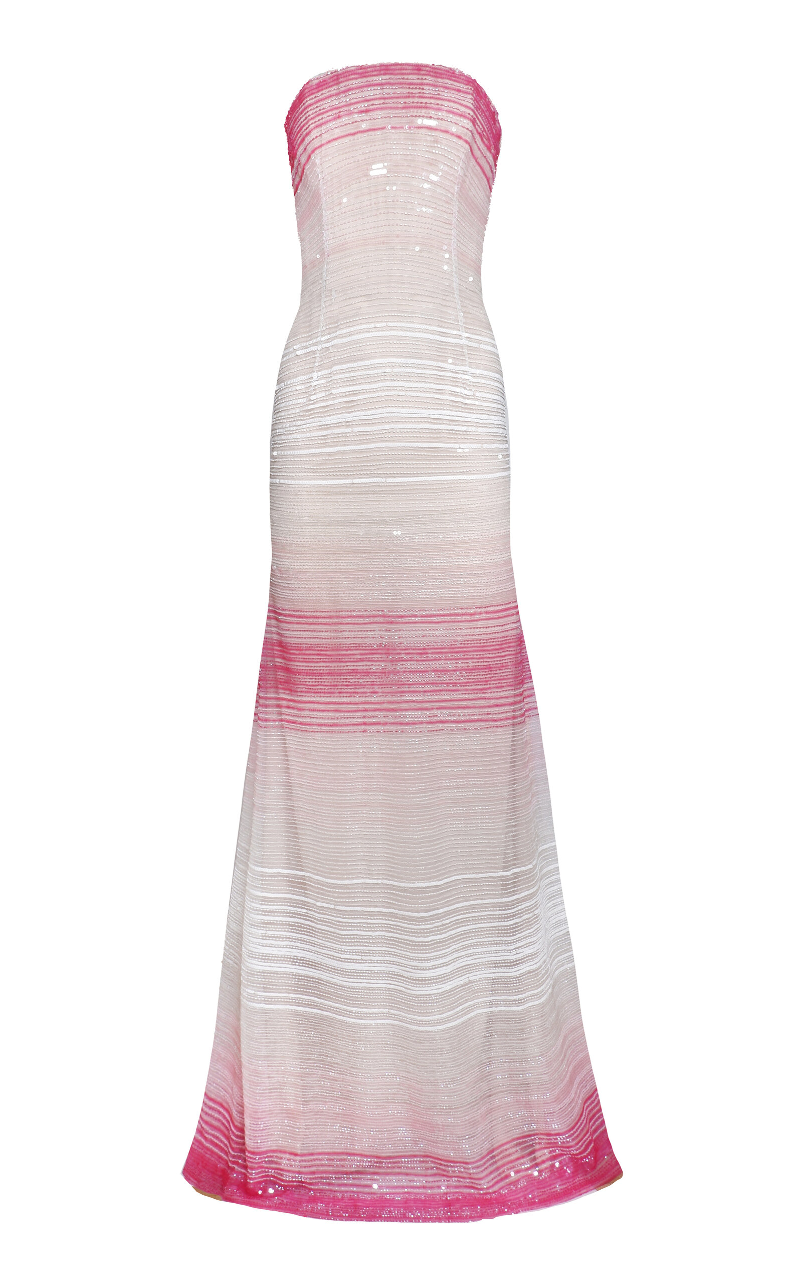 Naeem Khan Abstract Print Beaded Gown In Multi