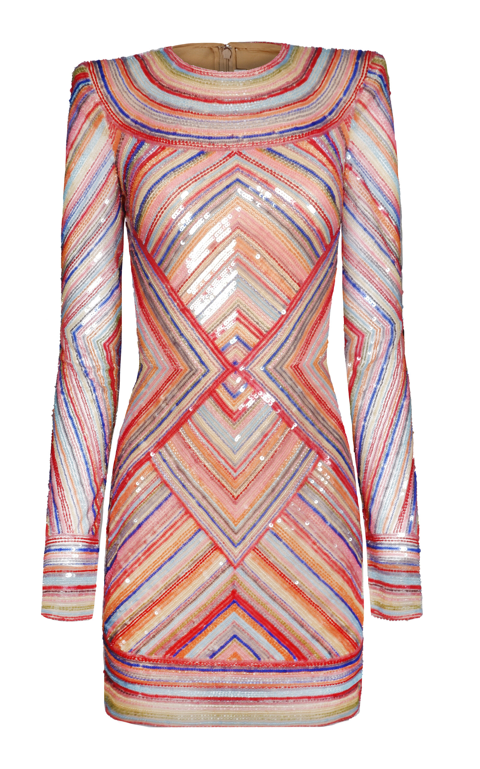 Naeem Khan Beaded Striped Illusion Dress - Multi
