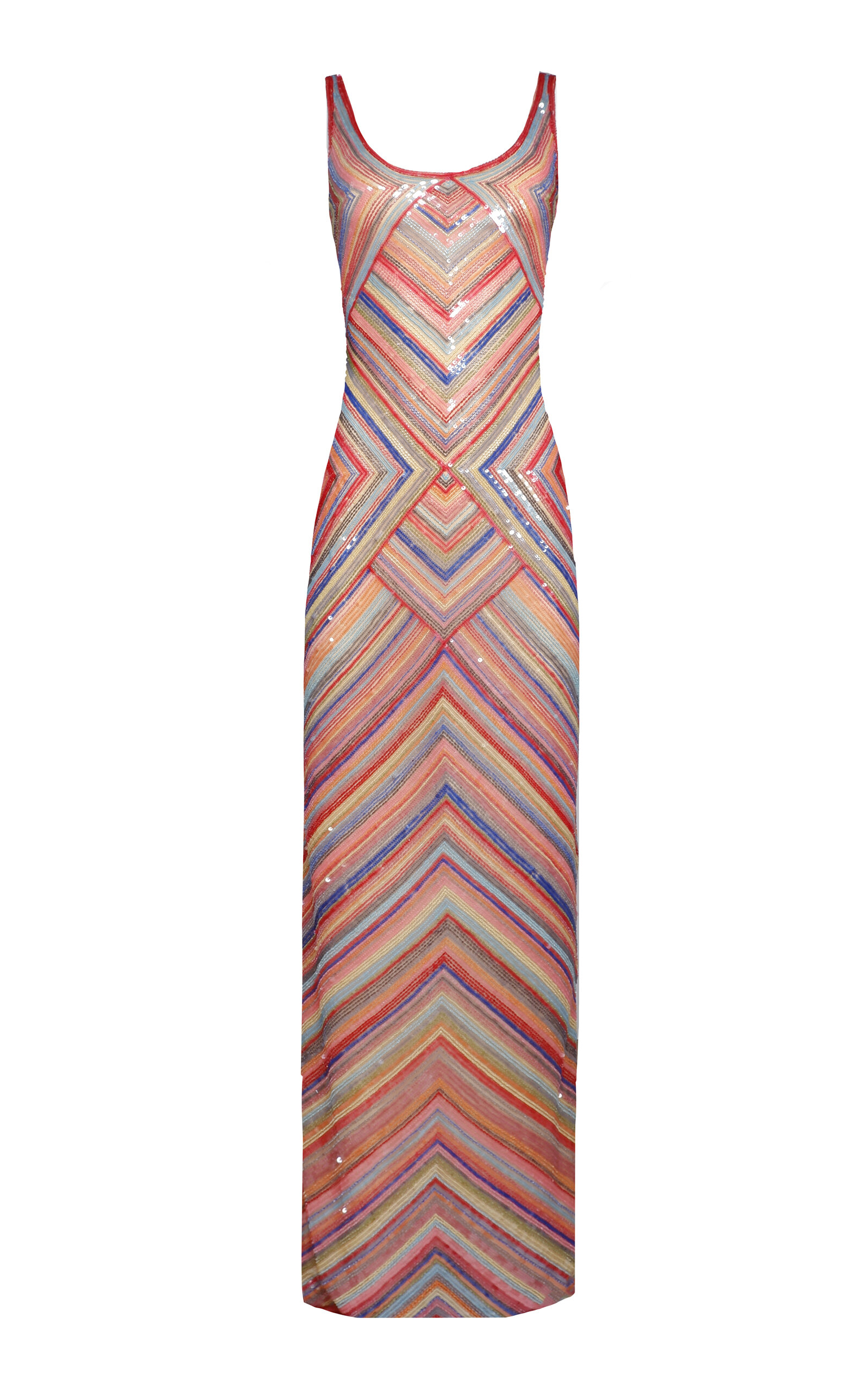 Naeem Khan Beaded Striped Gown - Multi