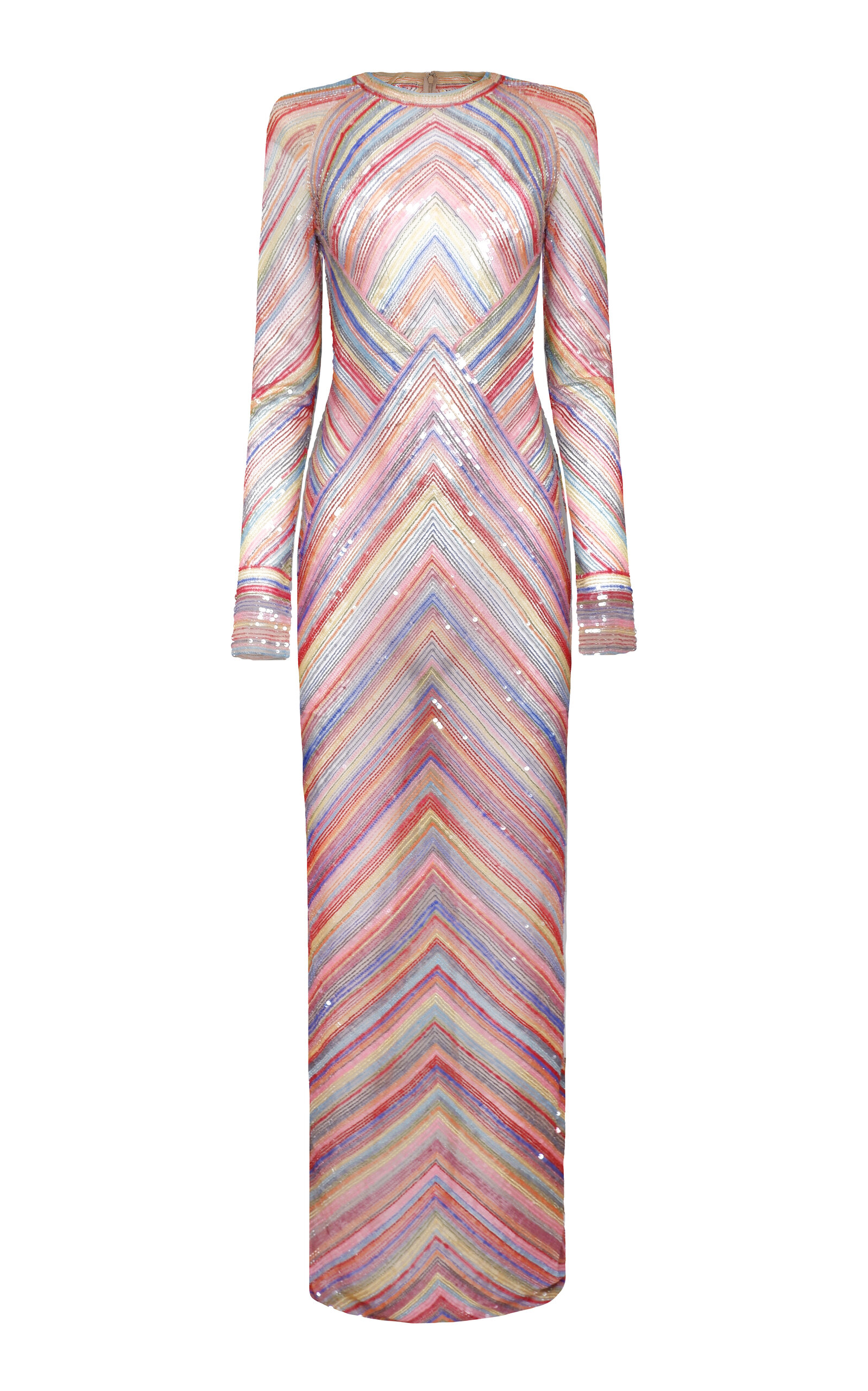 Naeem Khan Beaded Striped Gown - Multi