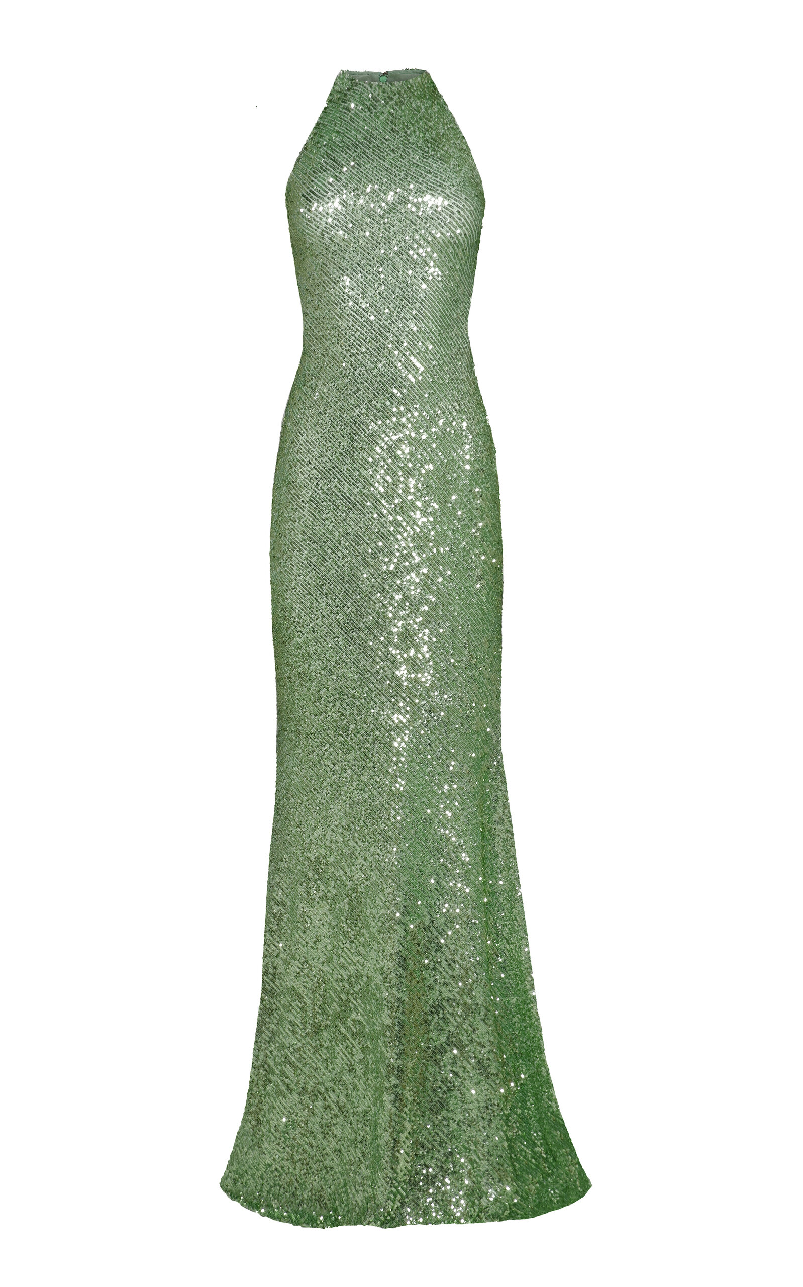 Naeem Khan Stretch Sequin Halter Gown