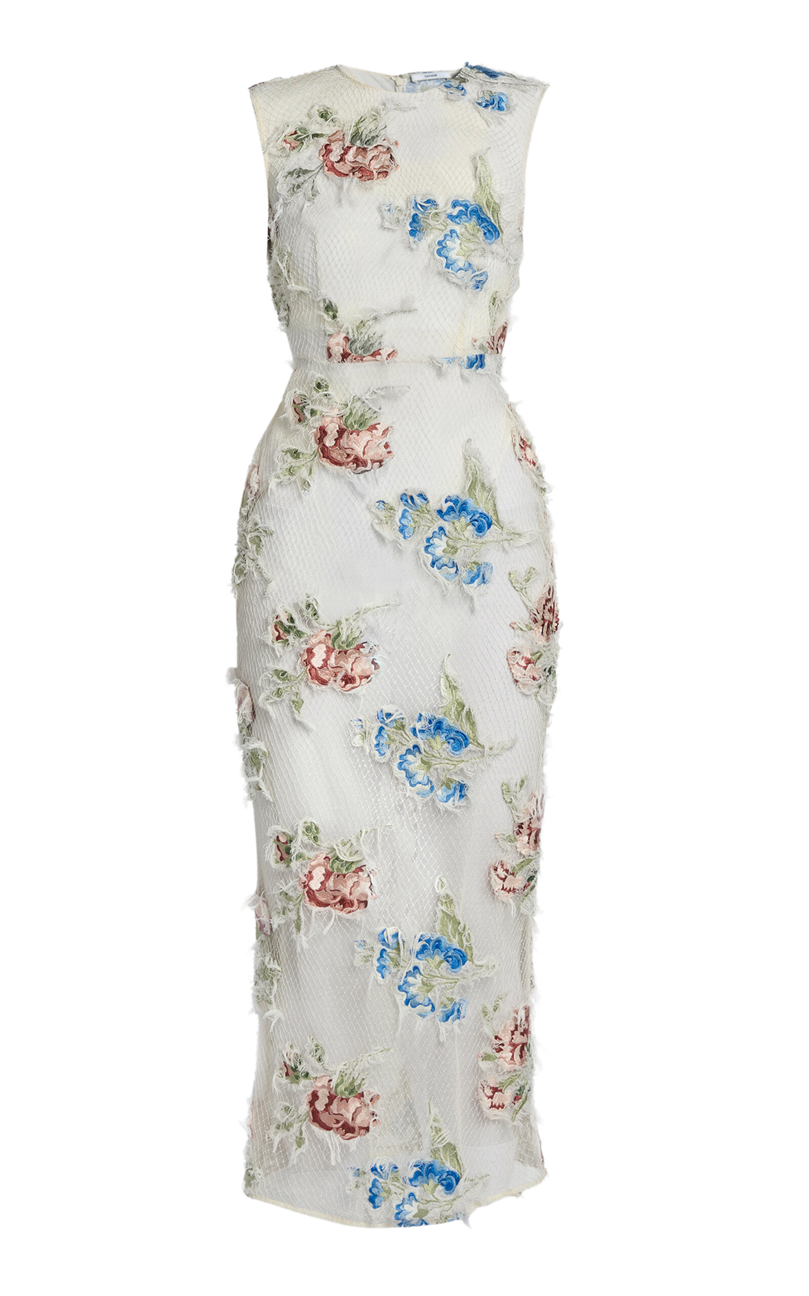 Erdem Embroidered Shredded Mesh Midi Dress
