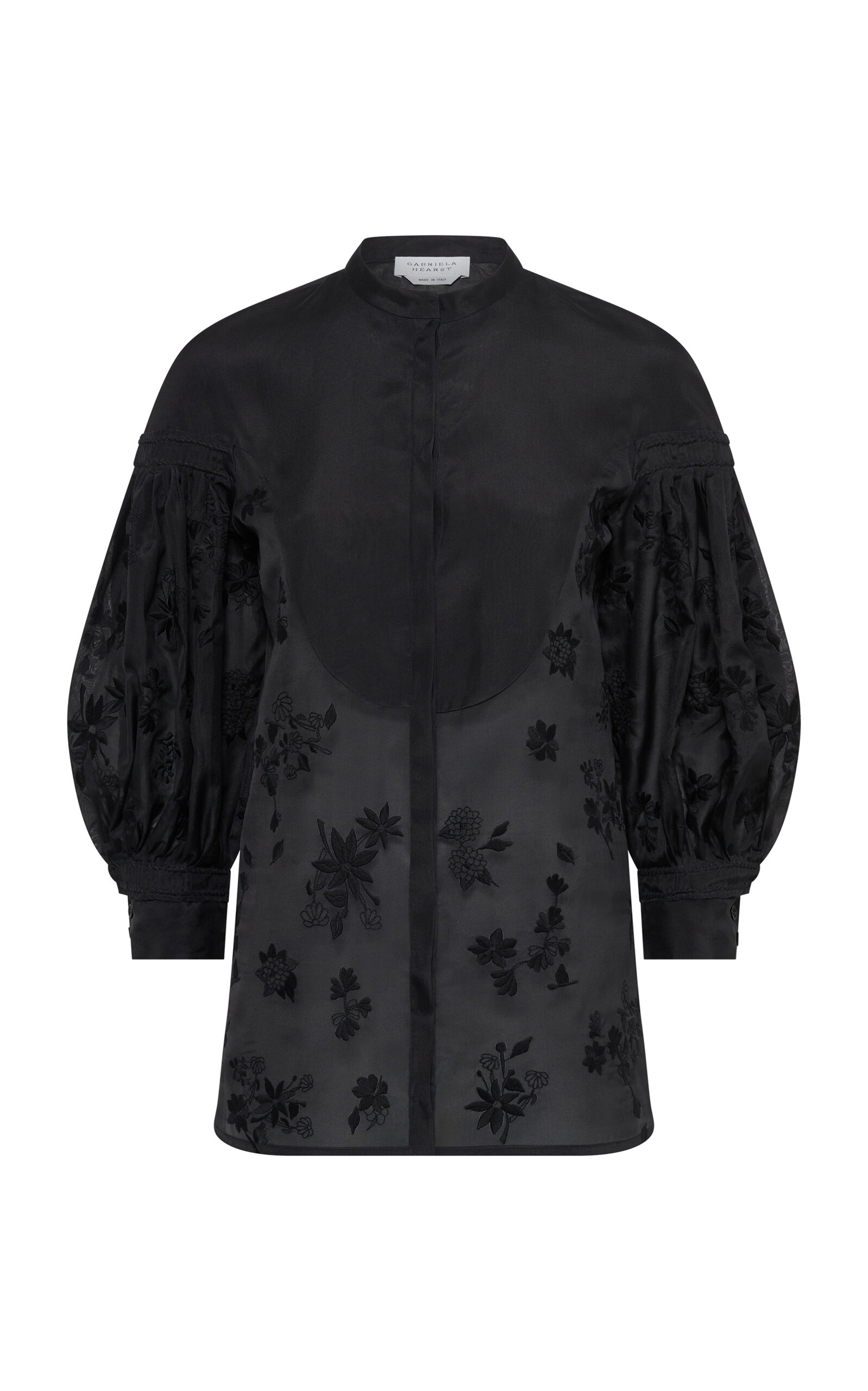 Gabriela Hearst Sofia Puff-sleeve Silk Shirt In Multi