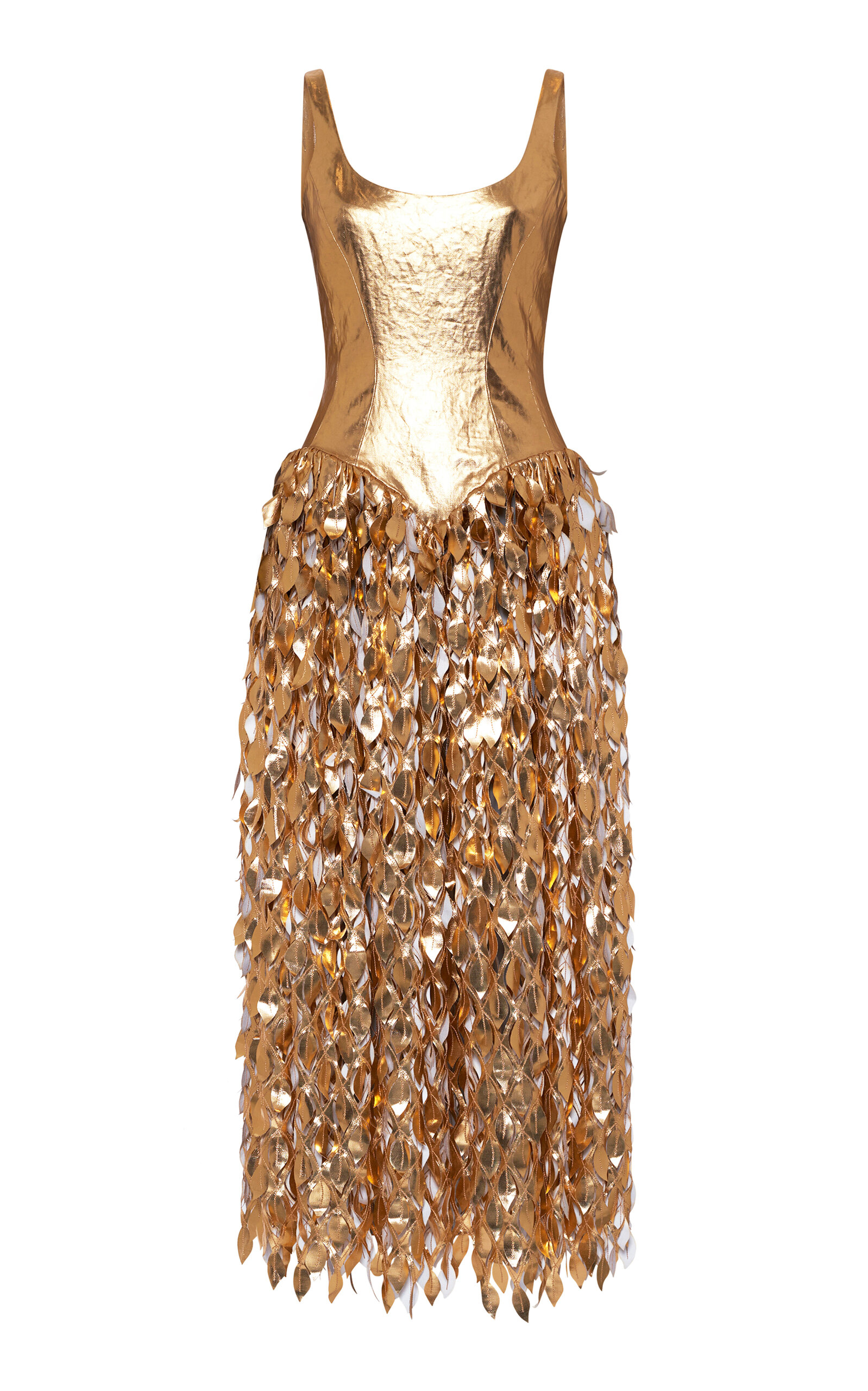 Gabriela Hearst Isai Foiled Linen Maxi Dress - Gold