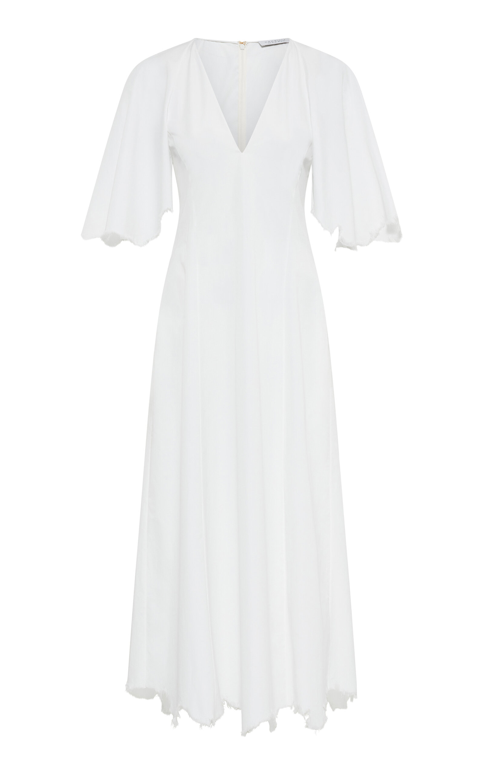 Gabriela Hearst Ansel Raw-Hem Cotton Maxi Dress - White