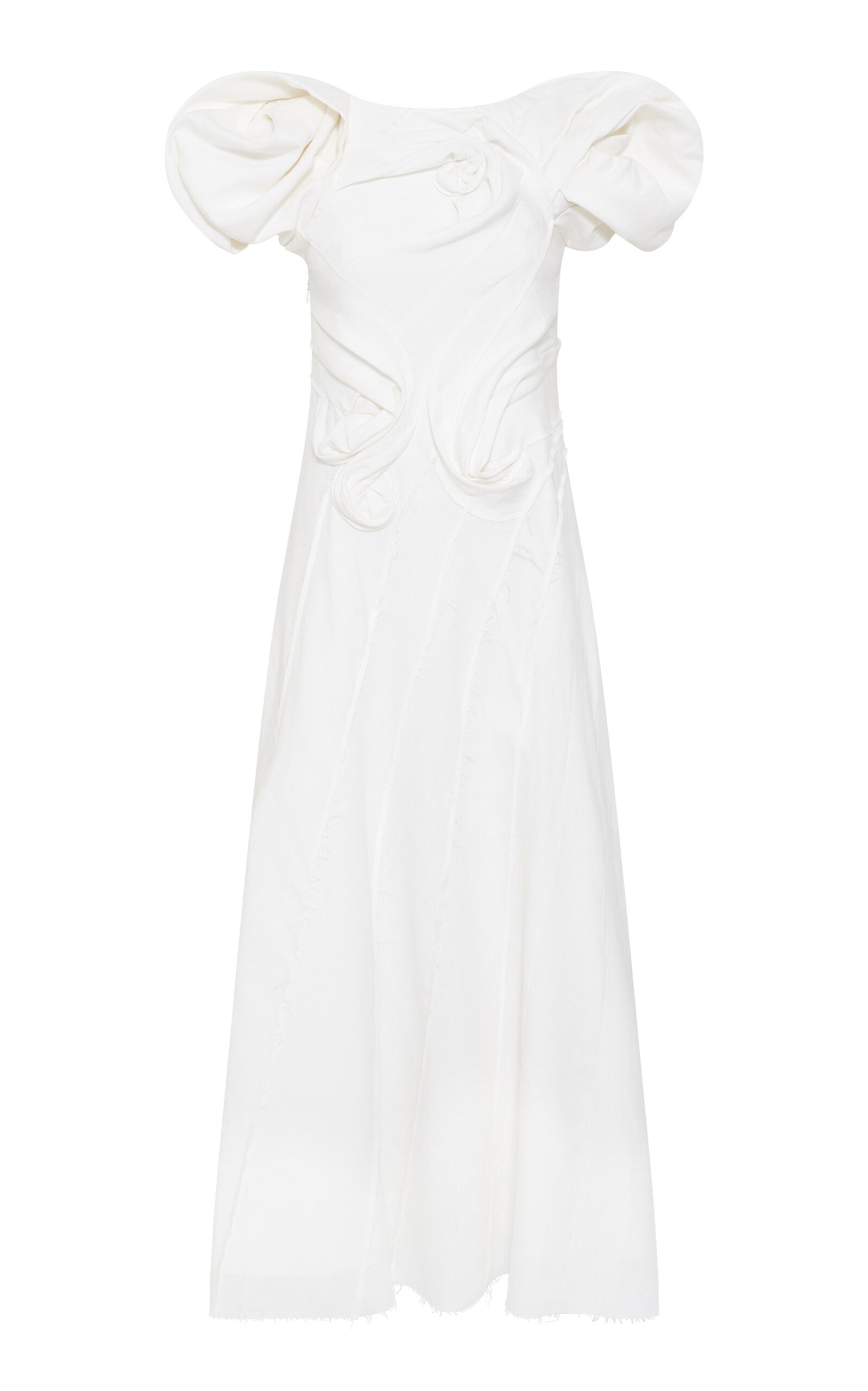 Gabriela Hearst Navi Sculpted Linen Maxi Dress In White