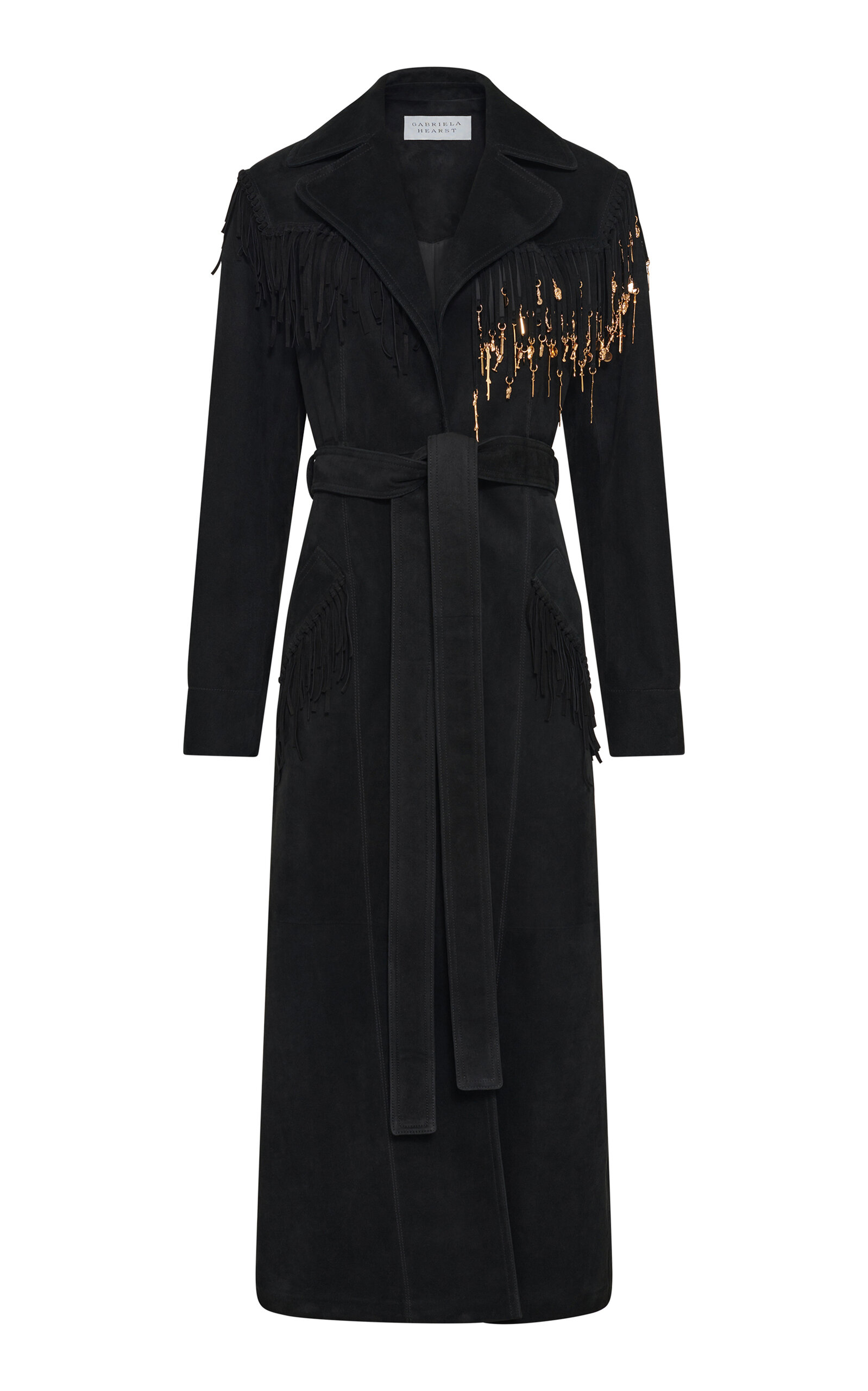 Gabriela Hearst Thaniel Fringed Suede Coat In Multi