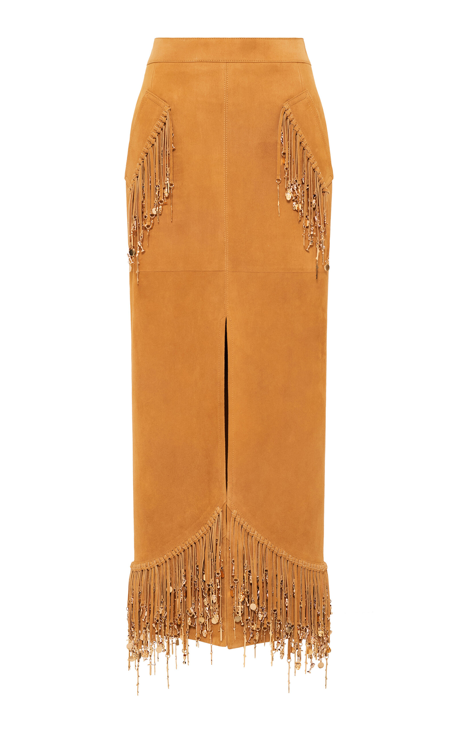 Gabriela Hearst Kalyan Fringed Suede Midi Skirt In Brown