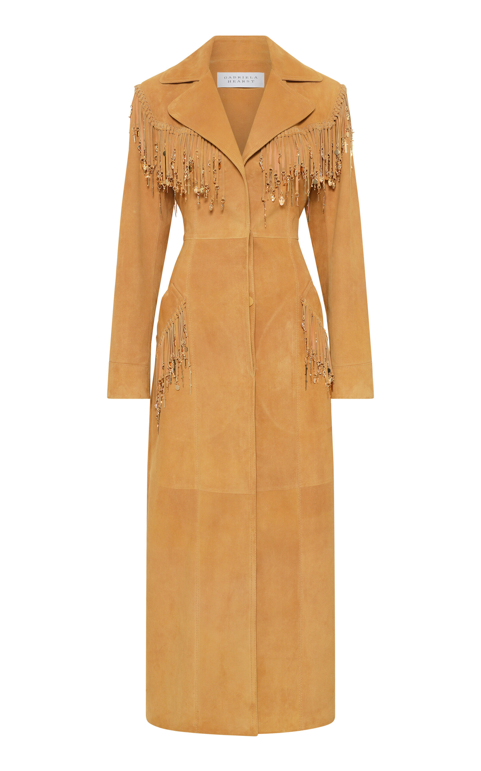 Gabriela Hearst Thaniel Fringed Suede Coat In Brown