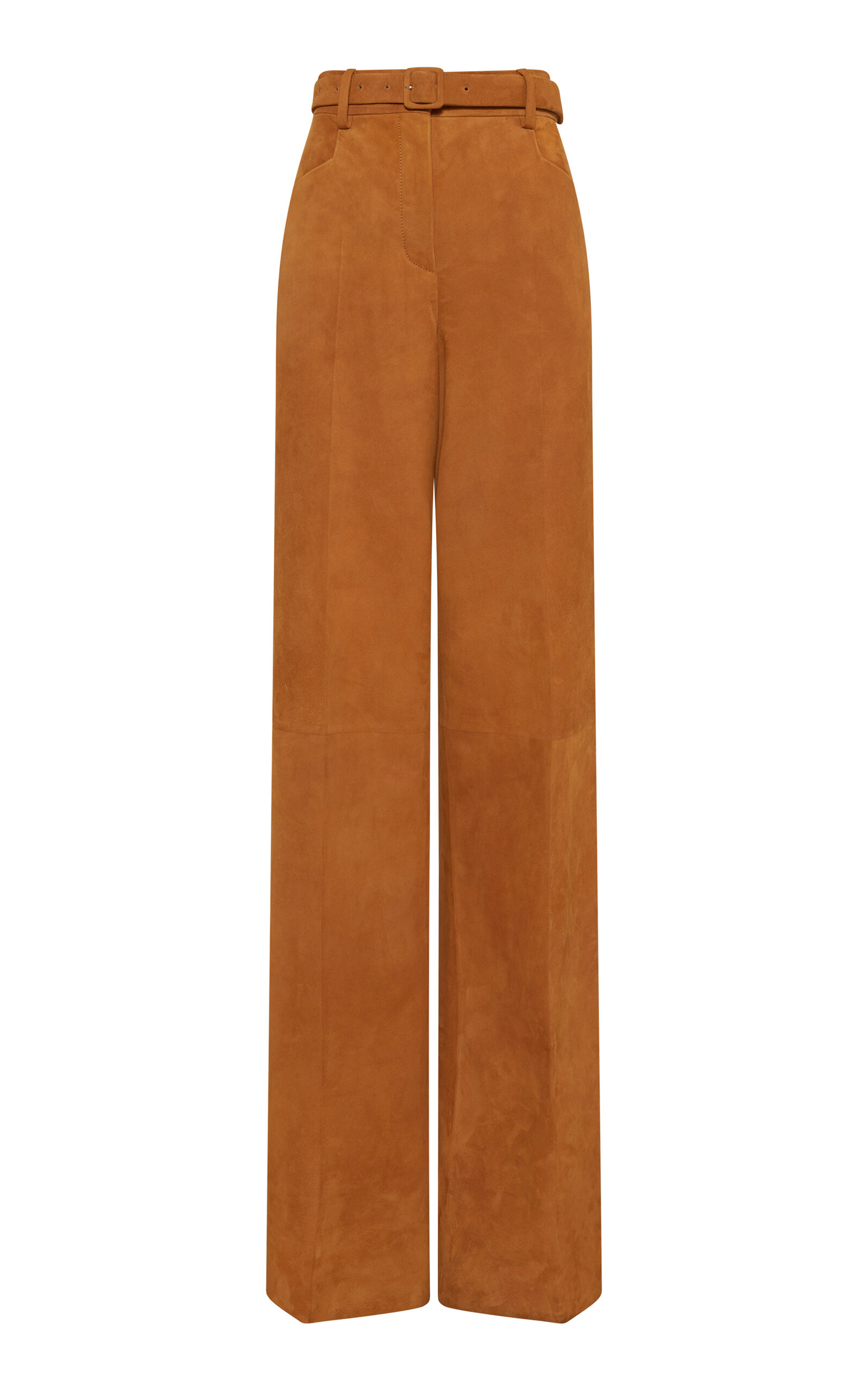 Gabriela Hearst Norman Suede Straight-leg Pants In Brown