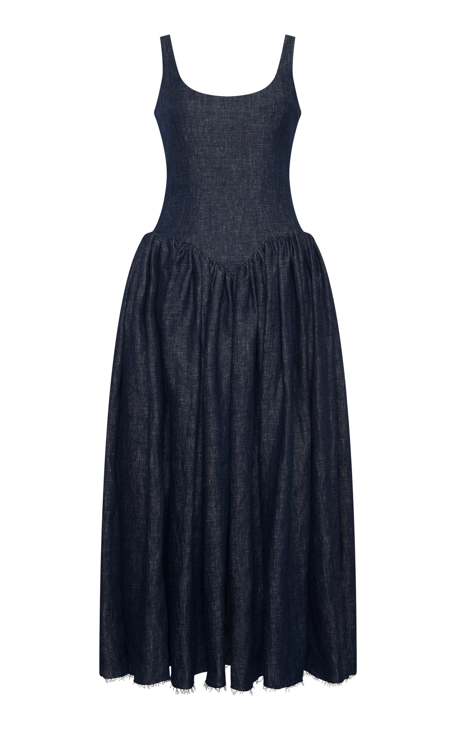 Gabriela Hearst Isai Linen Denim Maxi Dress - Dark Wash