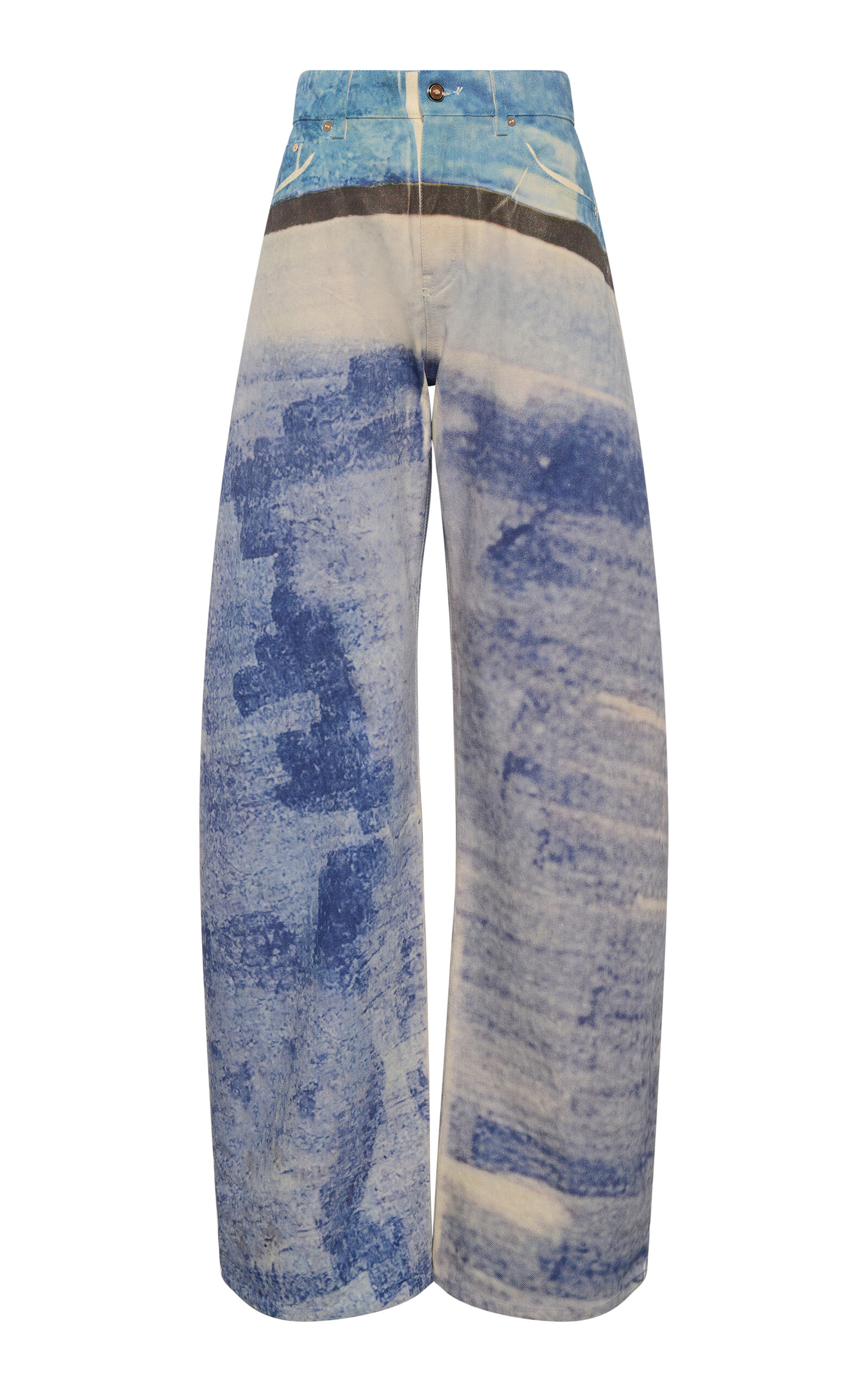 Gabriela Hearst Amoret Printed Rigid High-rise Wide-leg Jeans In Blue