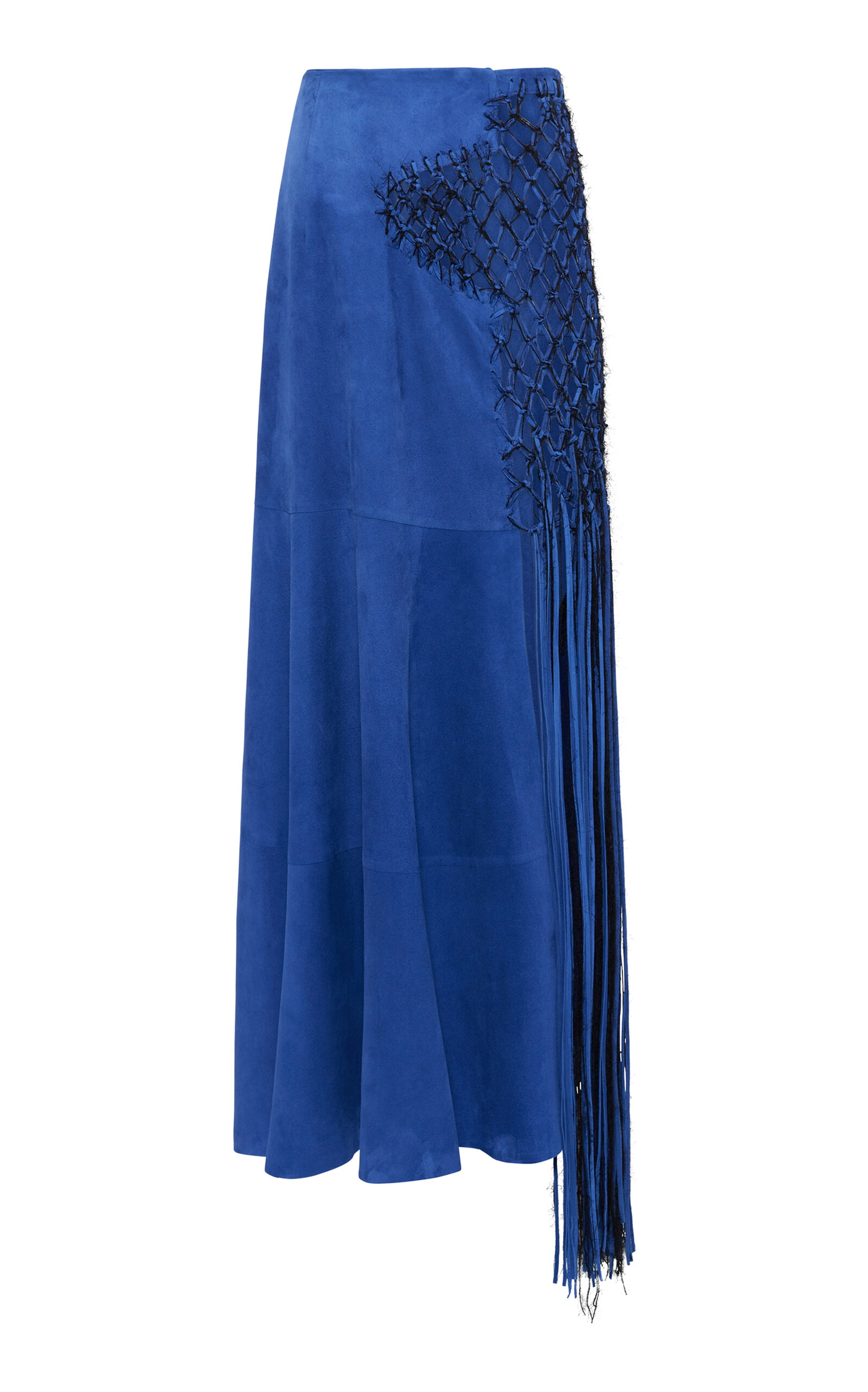Gabriela Hearst Riverine Fringed Suede Maxi Skirt In Blue