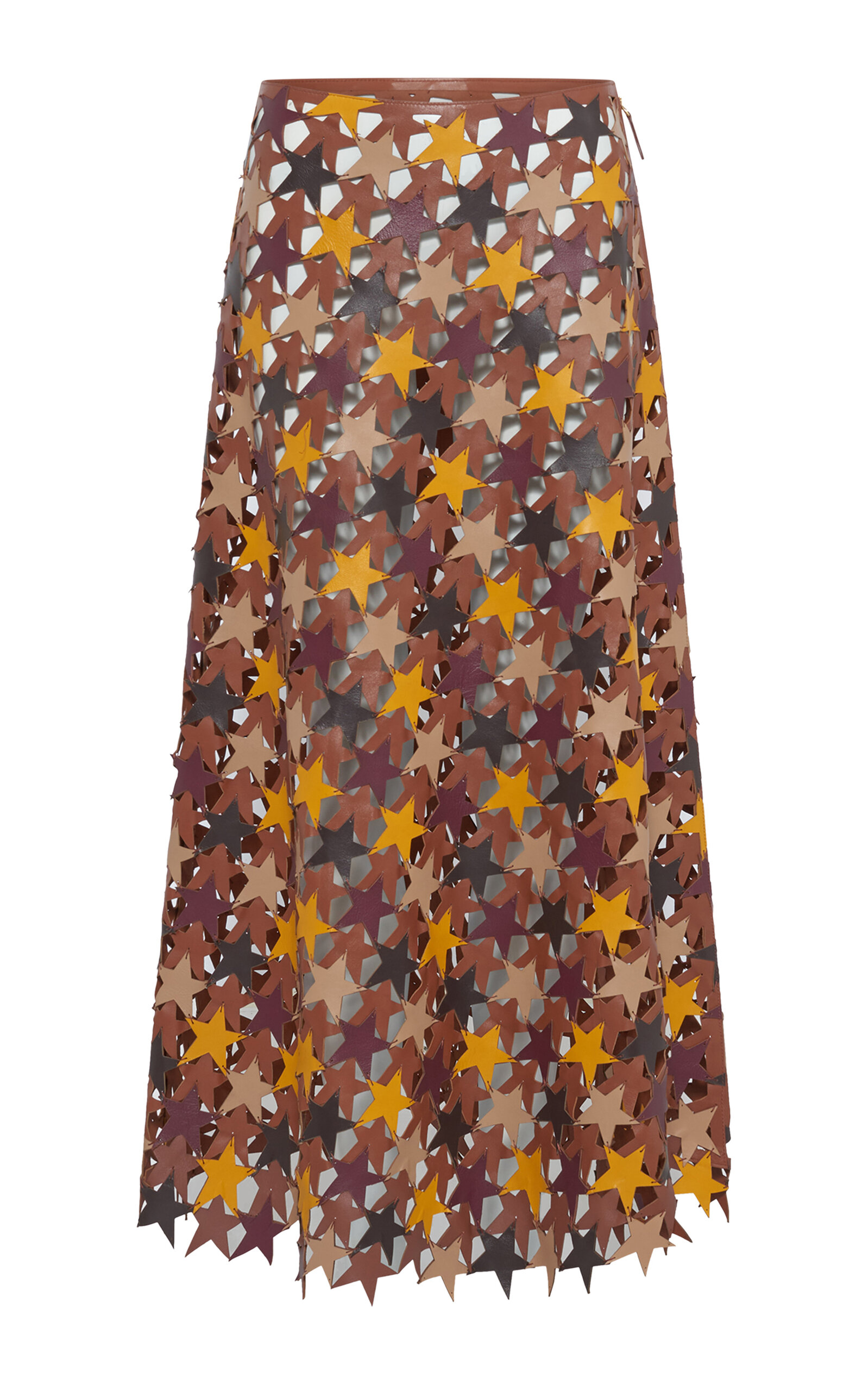 Gabriela Hearst Lirael Star-embellished Leather Midi Skirt In Multi