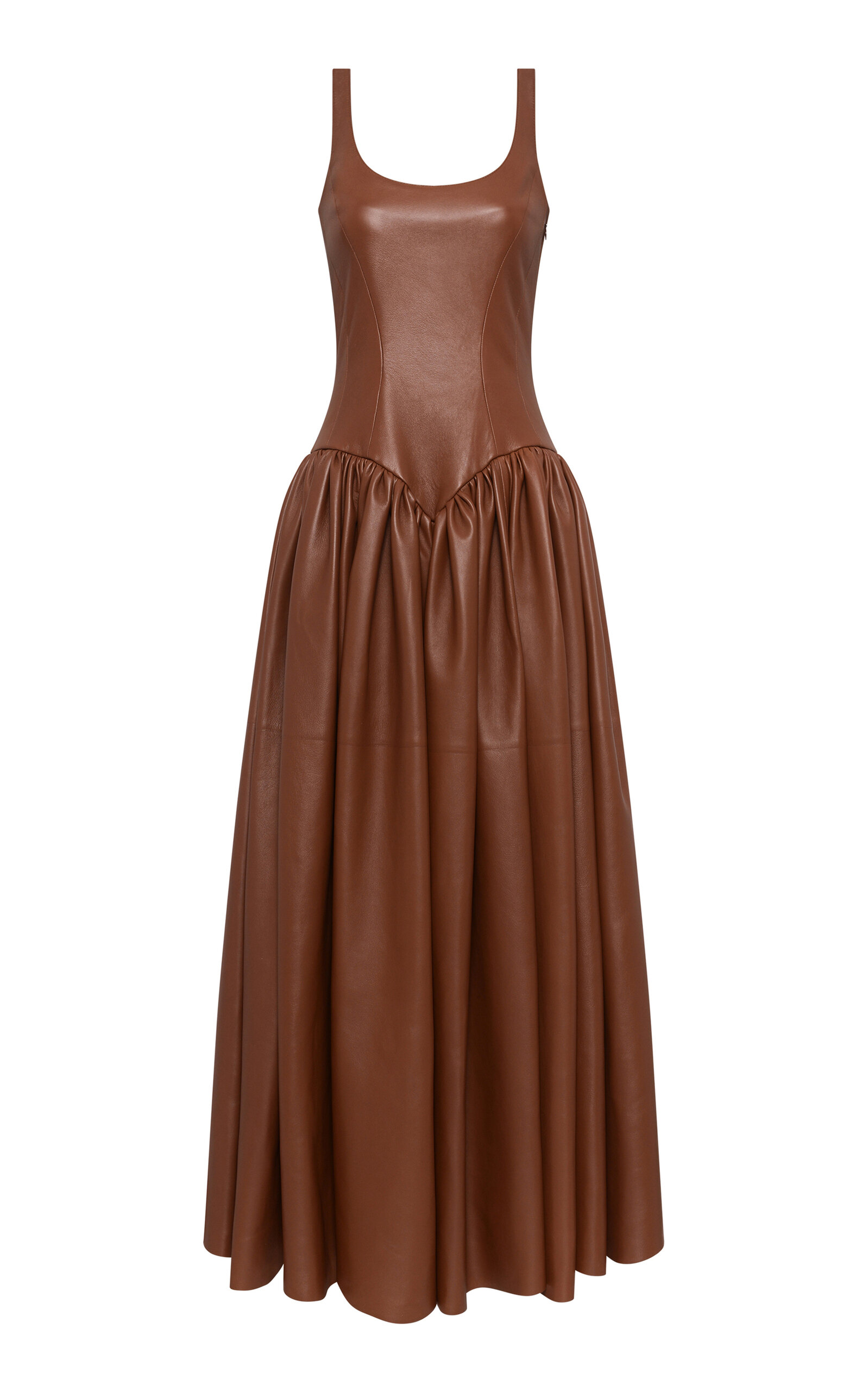 Gabriela Hearst Isai Leather Maxi Dress In Brown