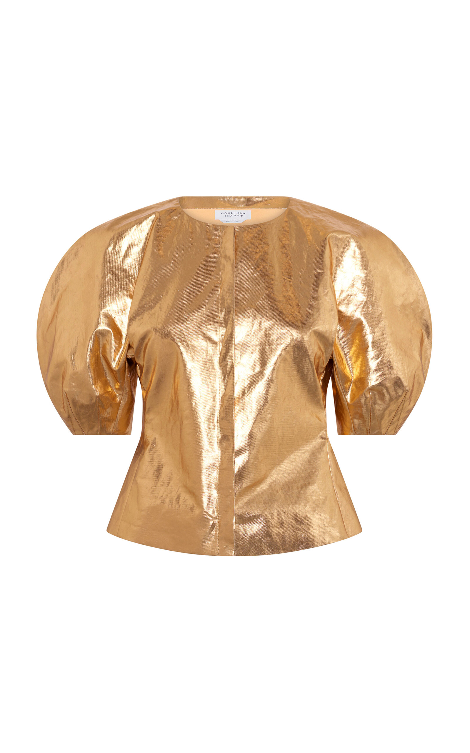 Gabriela Hearst Waverly Foiled Linen Top In Gold