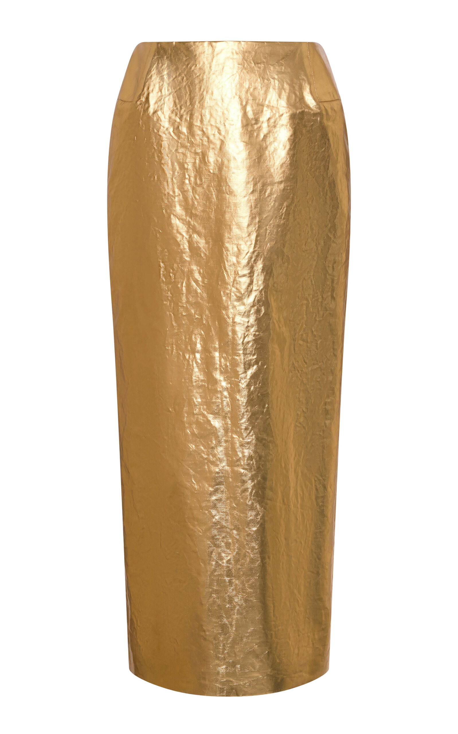 Gabriela Hearst Manuela Foiled Linen Maxi Skirt In Gold