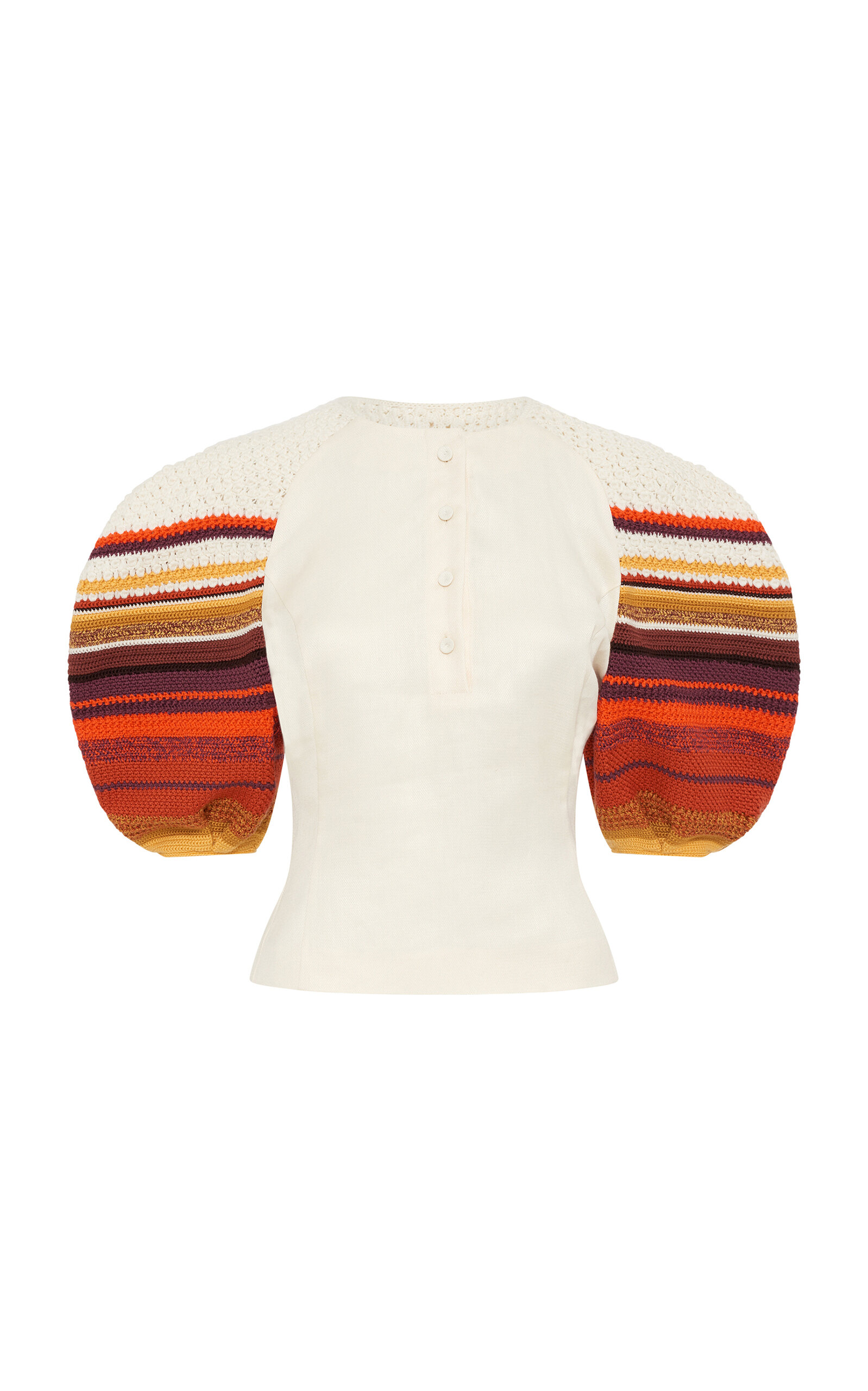 Gabriela Hearst Elira Puff-sleeve Linen Shirt In Multi