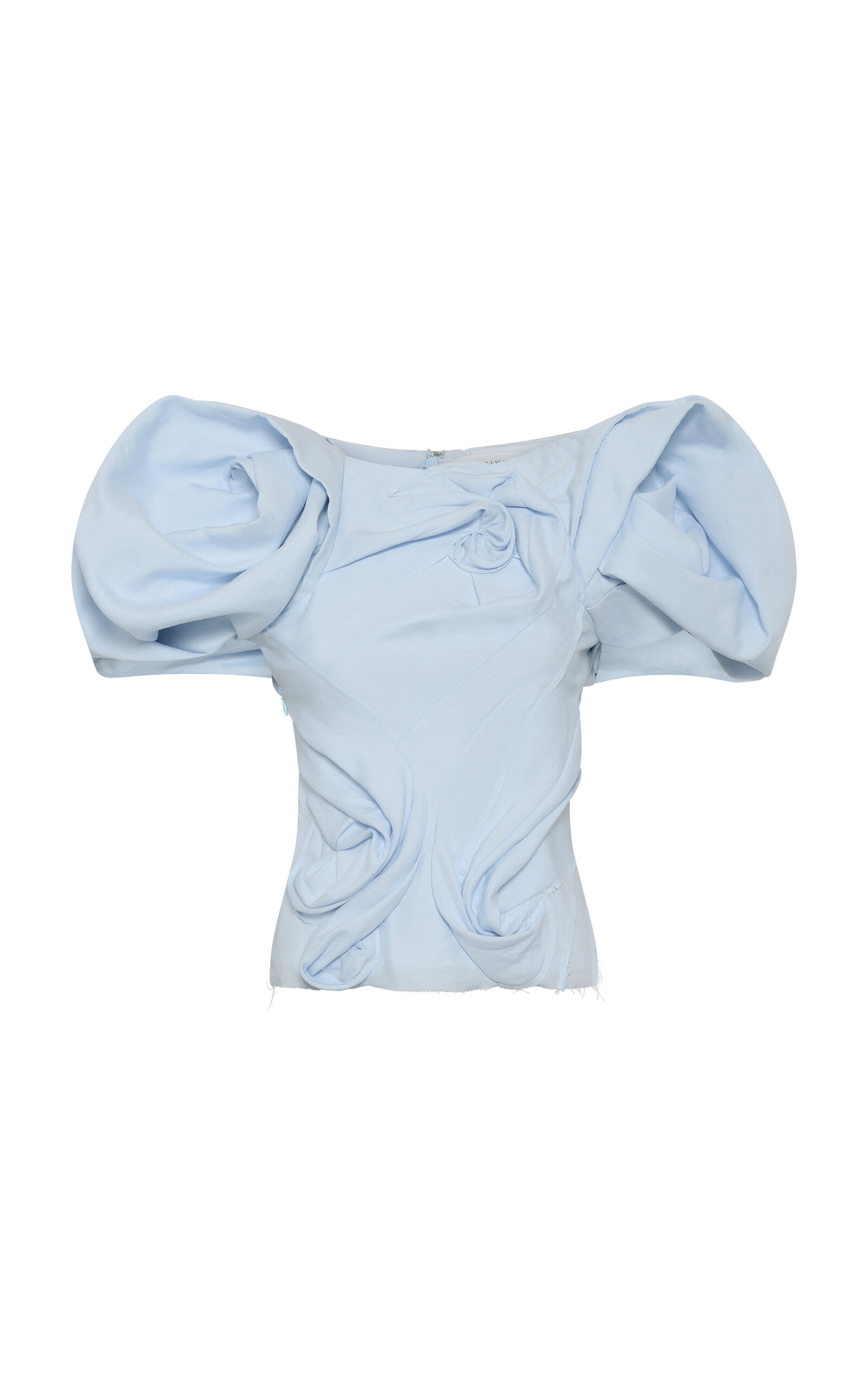 Gabriela Hearst Zahir Gathered Linen Top In Blue
