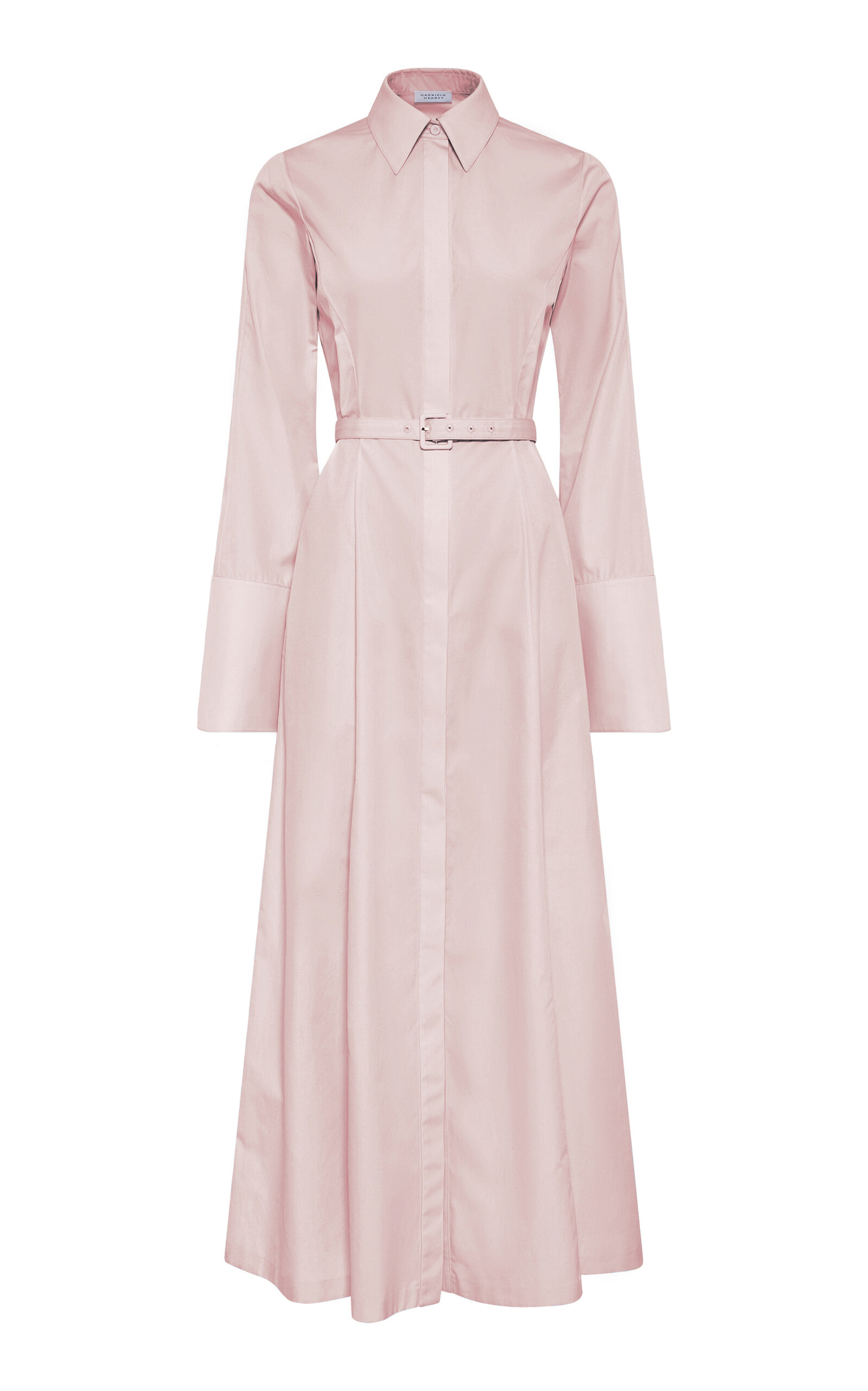 Gabriela Hearst Carmina Belted Cotton Maxi Shirt Dress In Pink