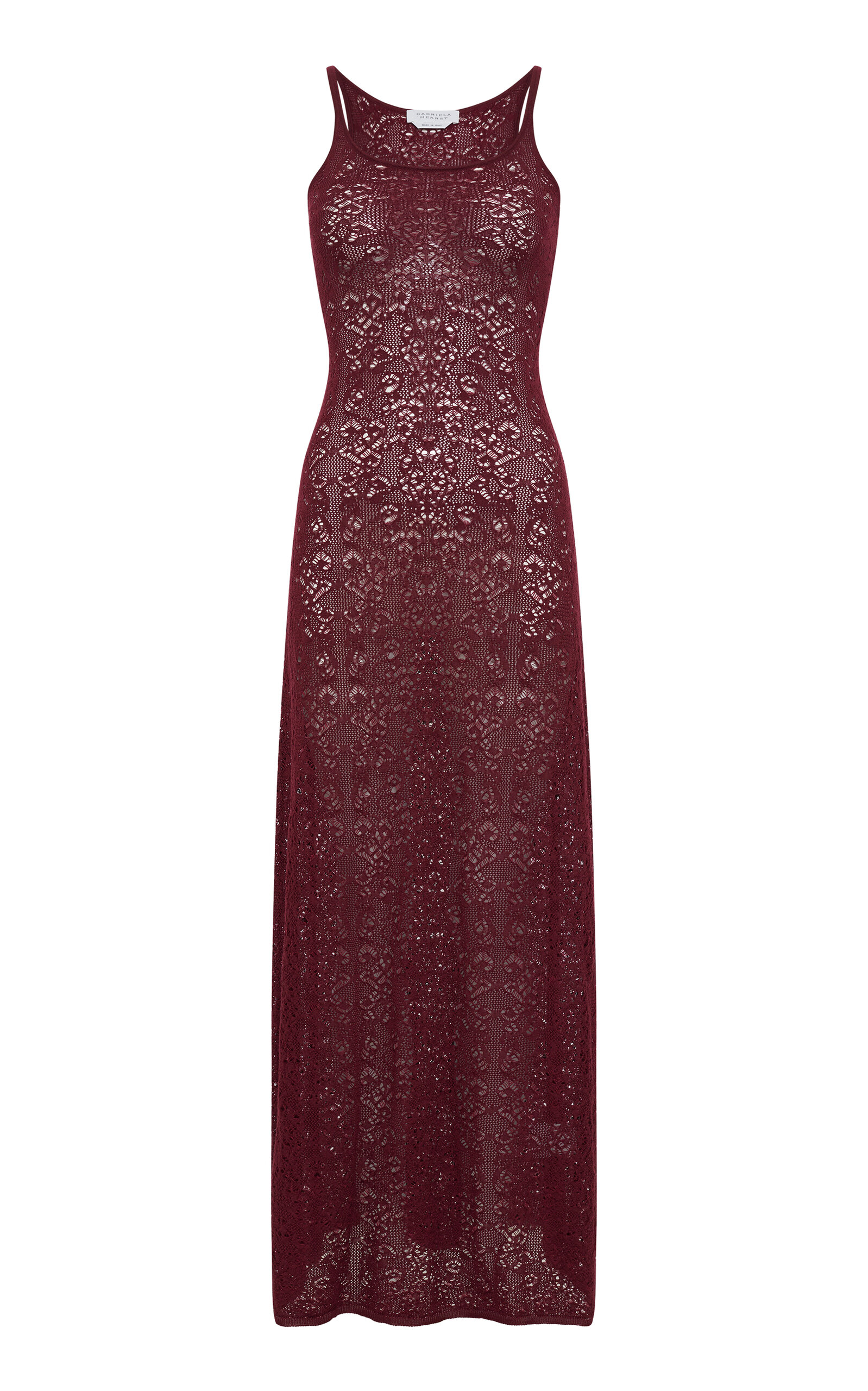 Gabriela Hearst Meridian Knit Lace Wool Maxi Dress In Burgundy
