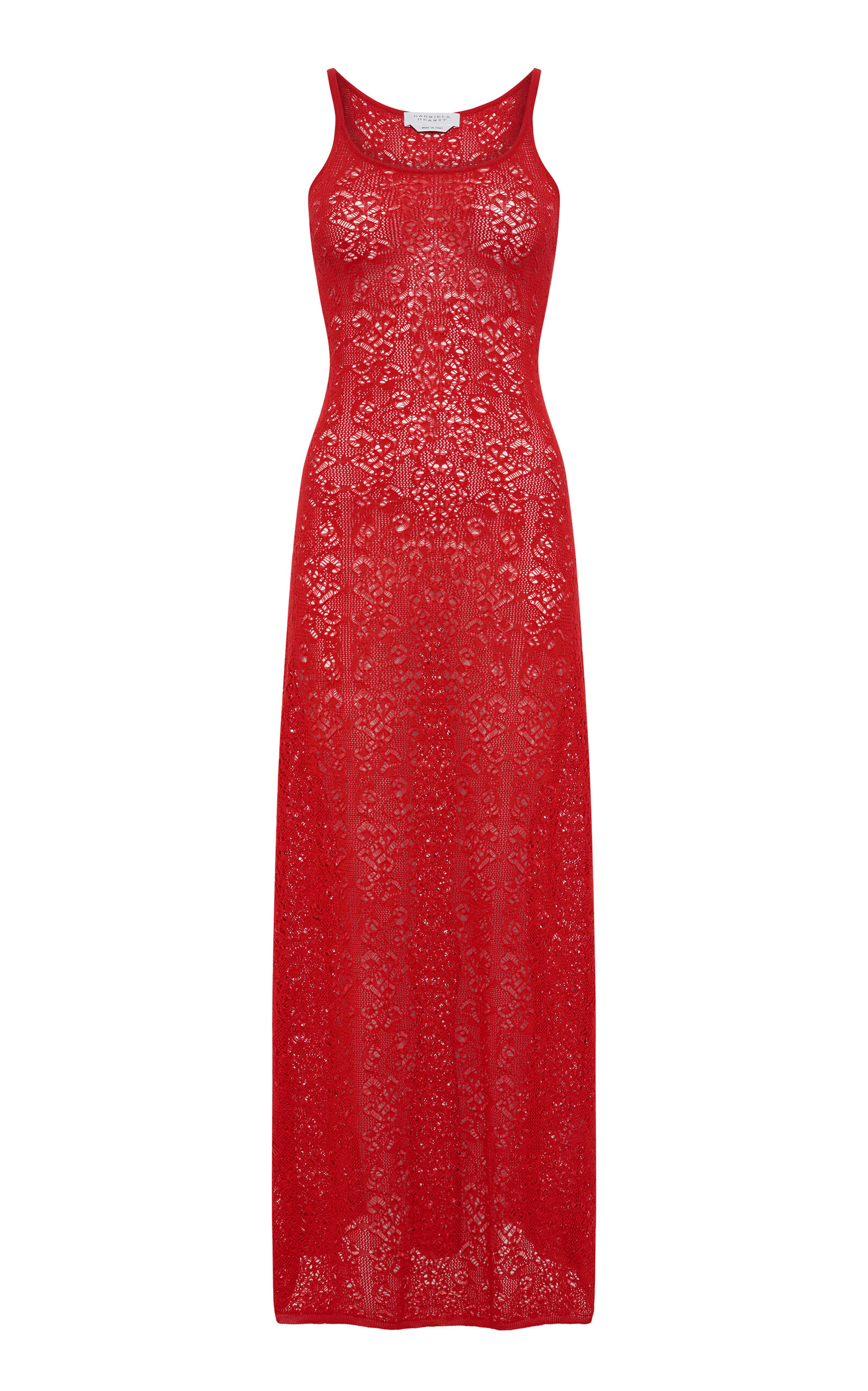Gabriela Hearst Meridian Knit Lace Wool Maxi Dress In Red