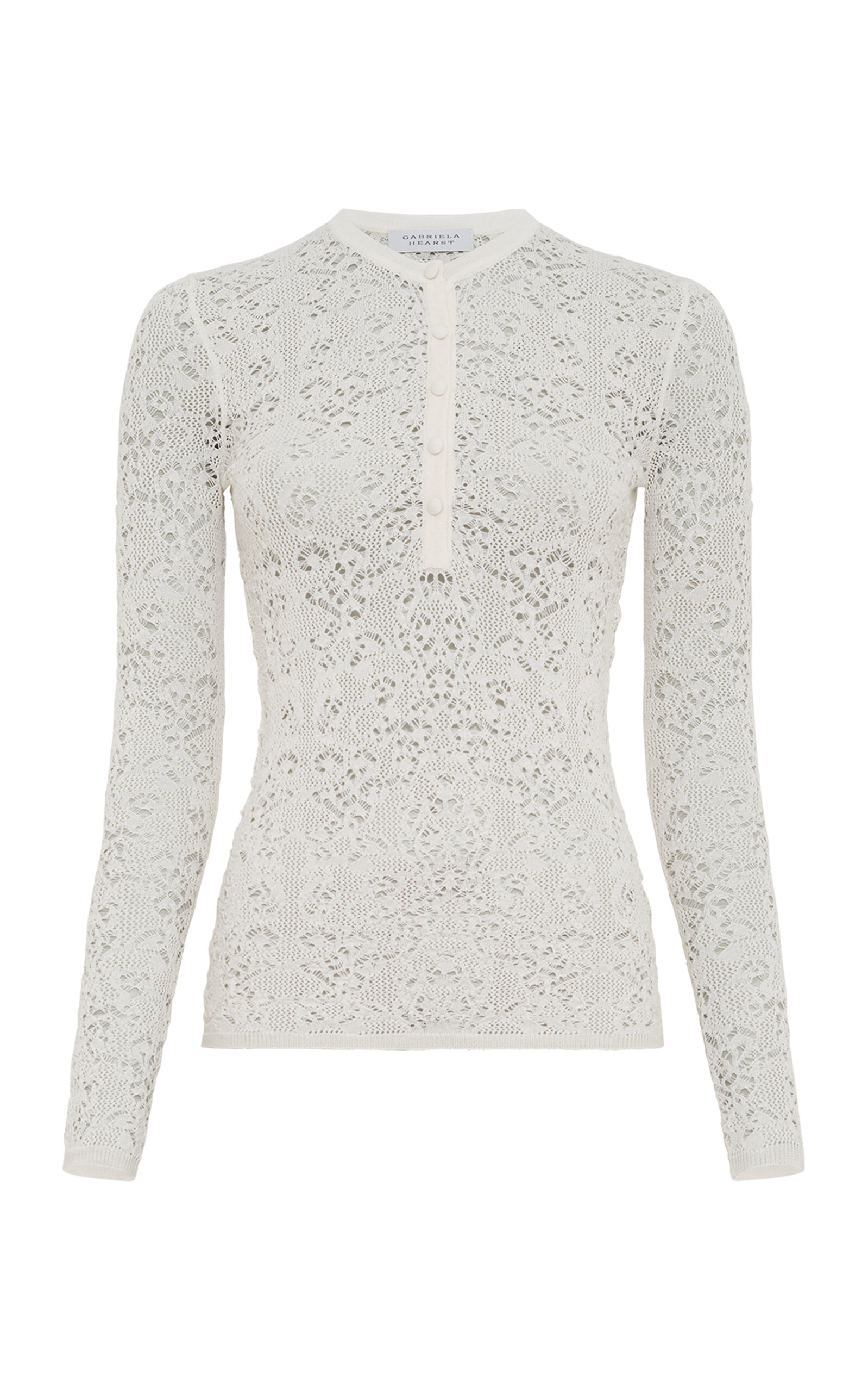 Gabriela Hearst Gaviran Knit Lace Wool Henley Top In White