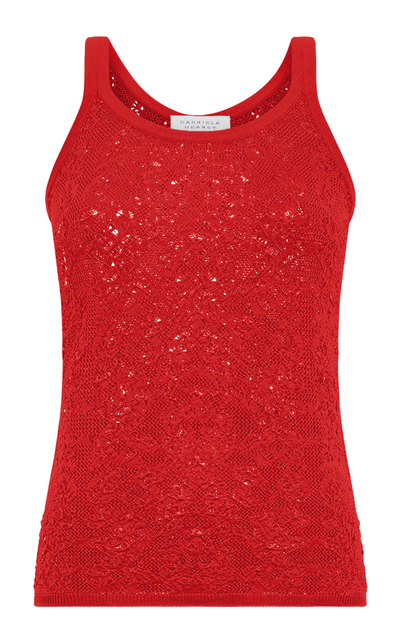 Gabriela Hearst Cyrinne Knit Lace Wool Tank Top In Red