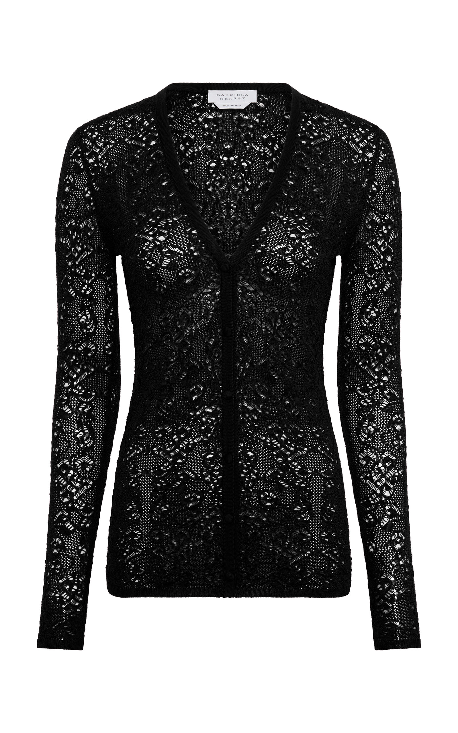 Gabriela Hearst Ultraris Knit Lace Wool Cardigan In Black