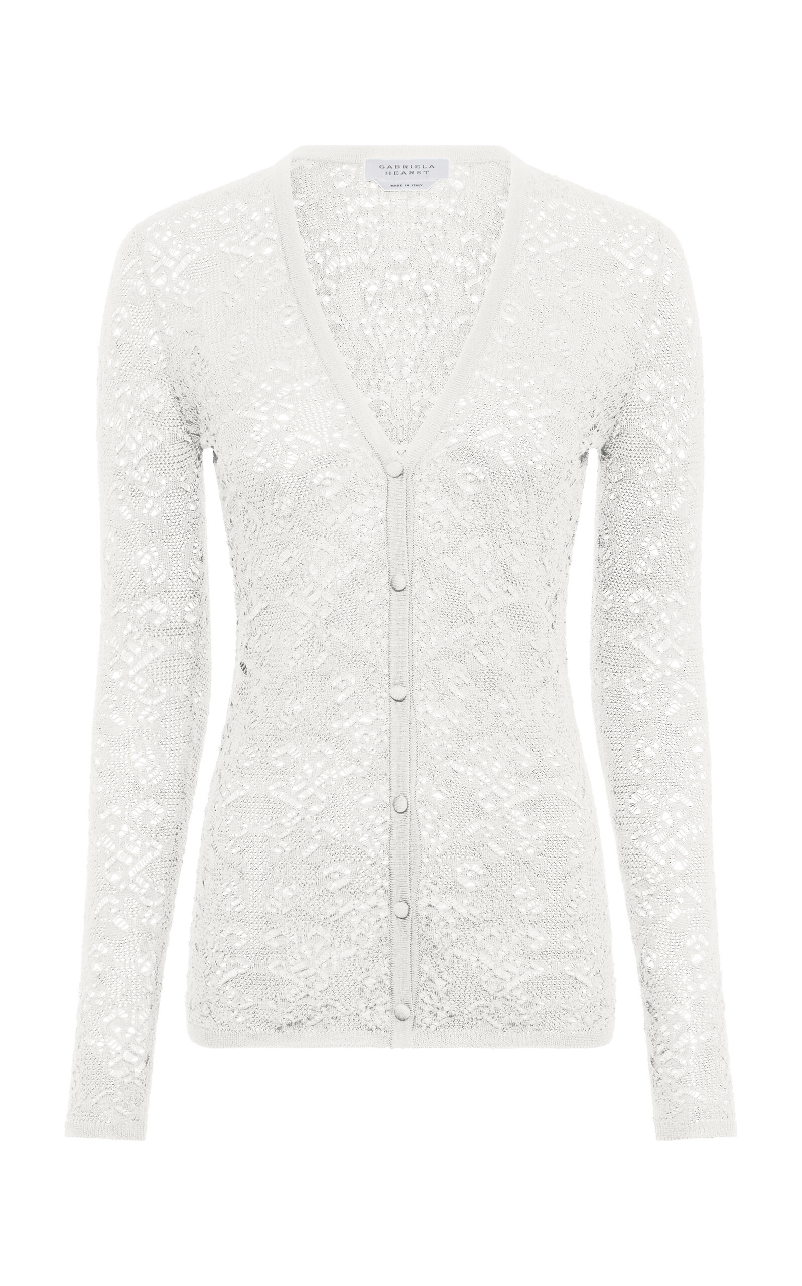 Gabriela Hearst Ultraris Knit Lace Wool Cardigan In White