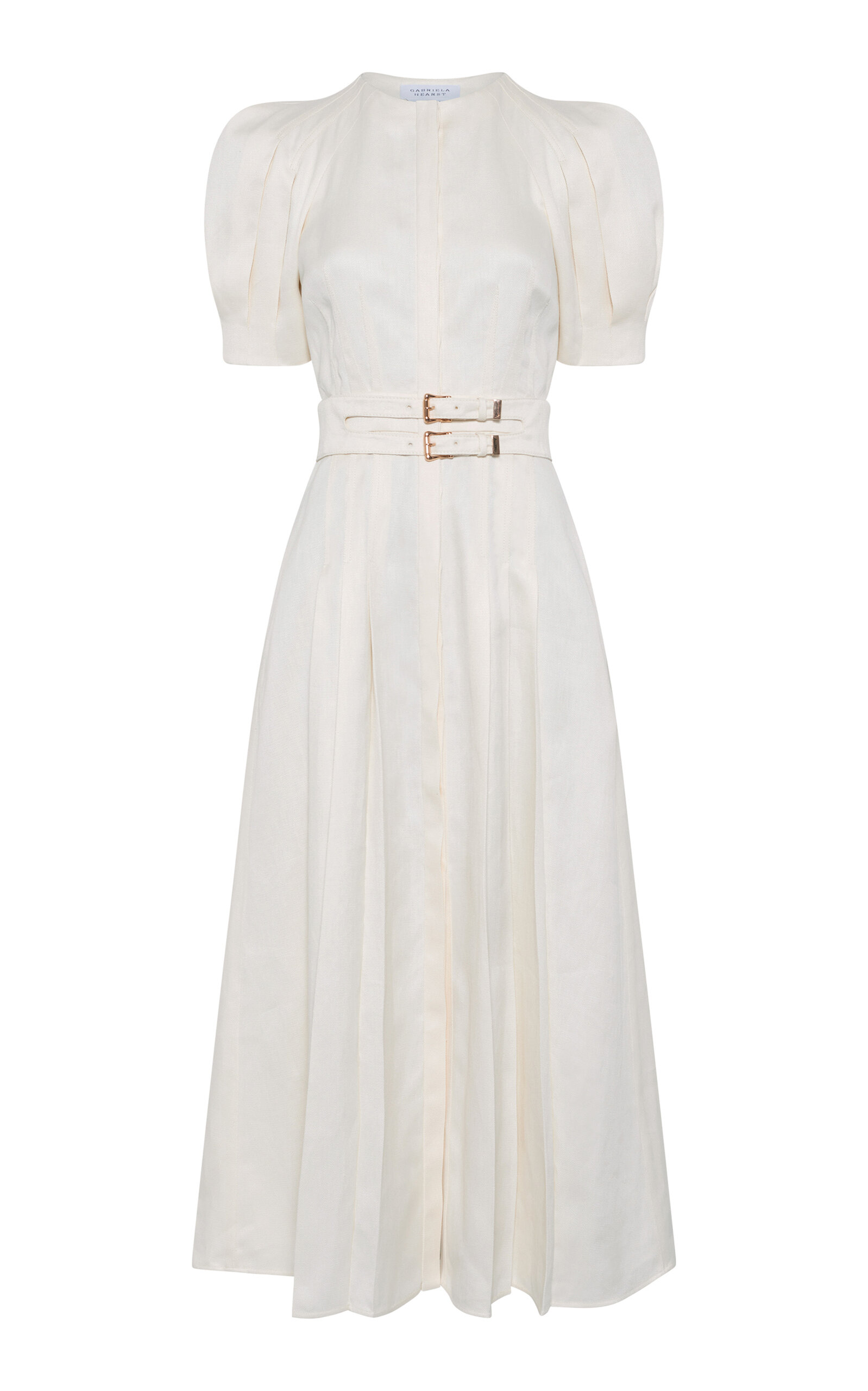 Gabriela Hearst Patricia Belted Linen Maxi Dress In Multi