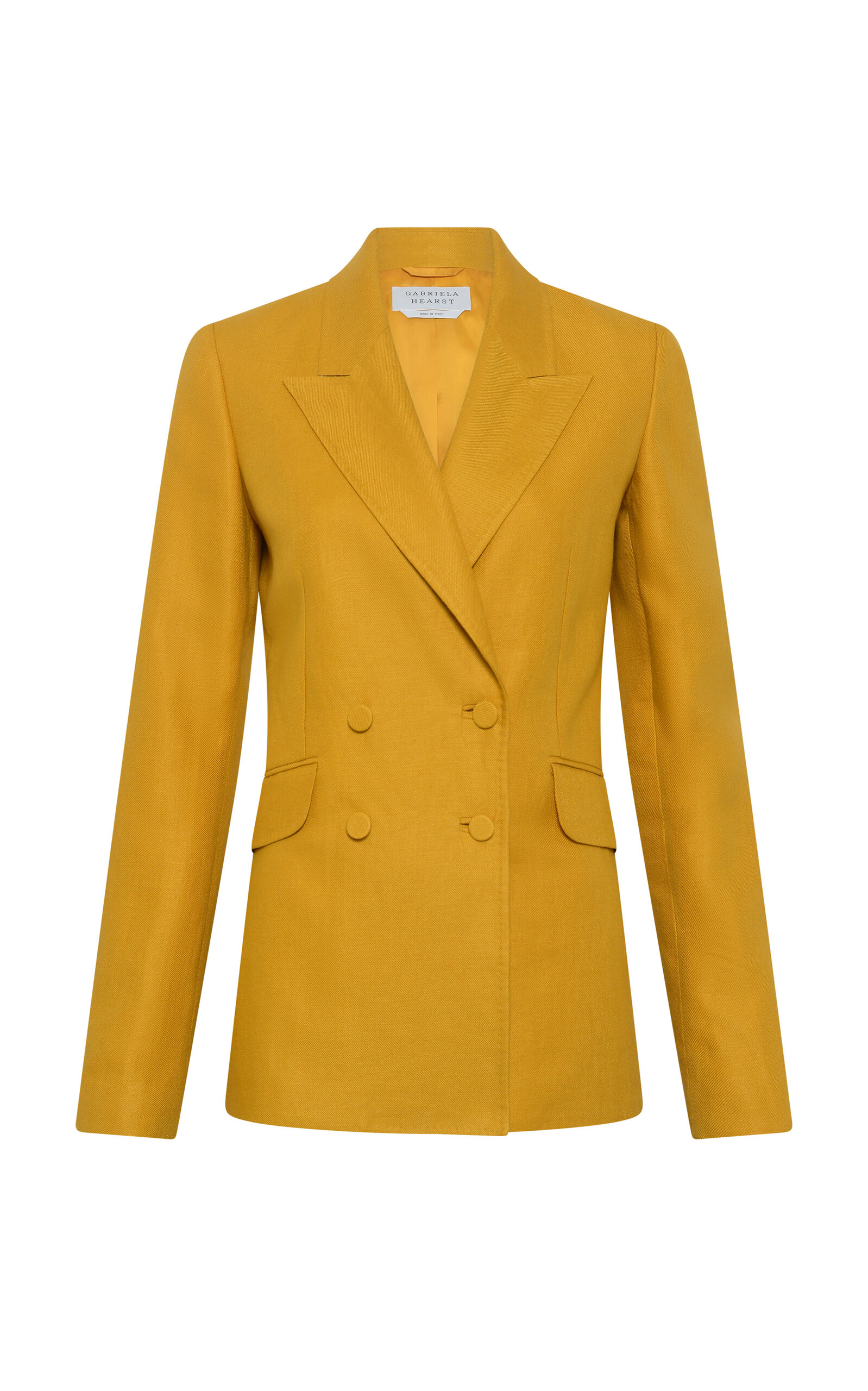 Gabriela Hearst Angela Linen Double-breasted Blazer In Yellow