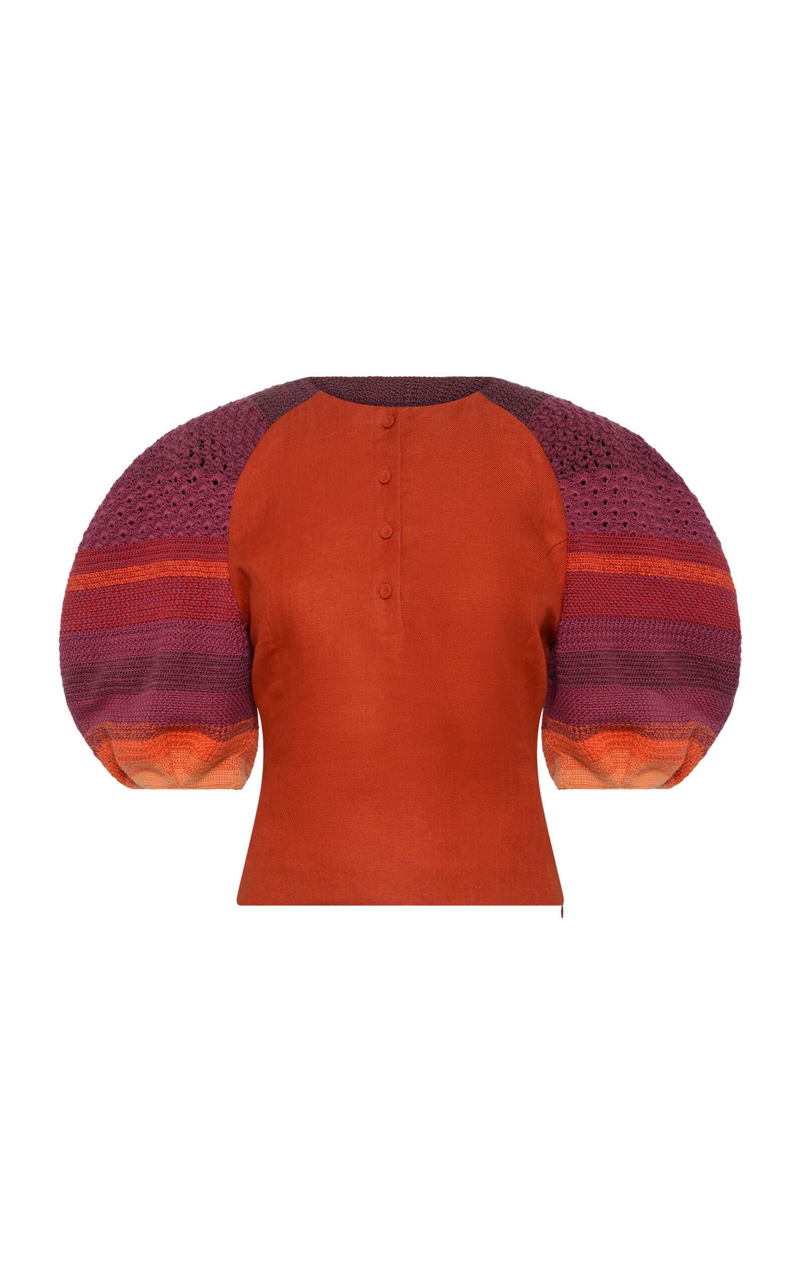 Gabriela Hearst Elira Puff-sleeve Linen Shirt In Orange