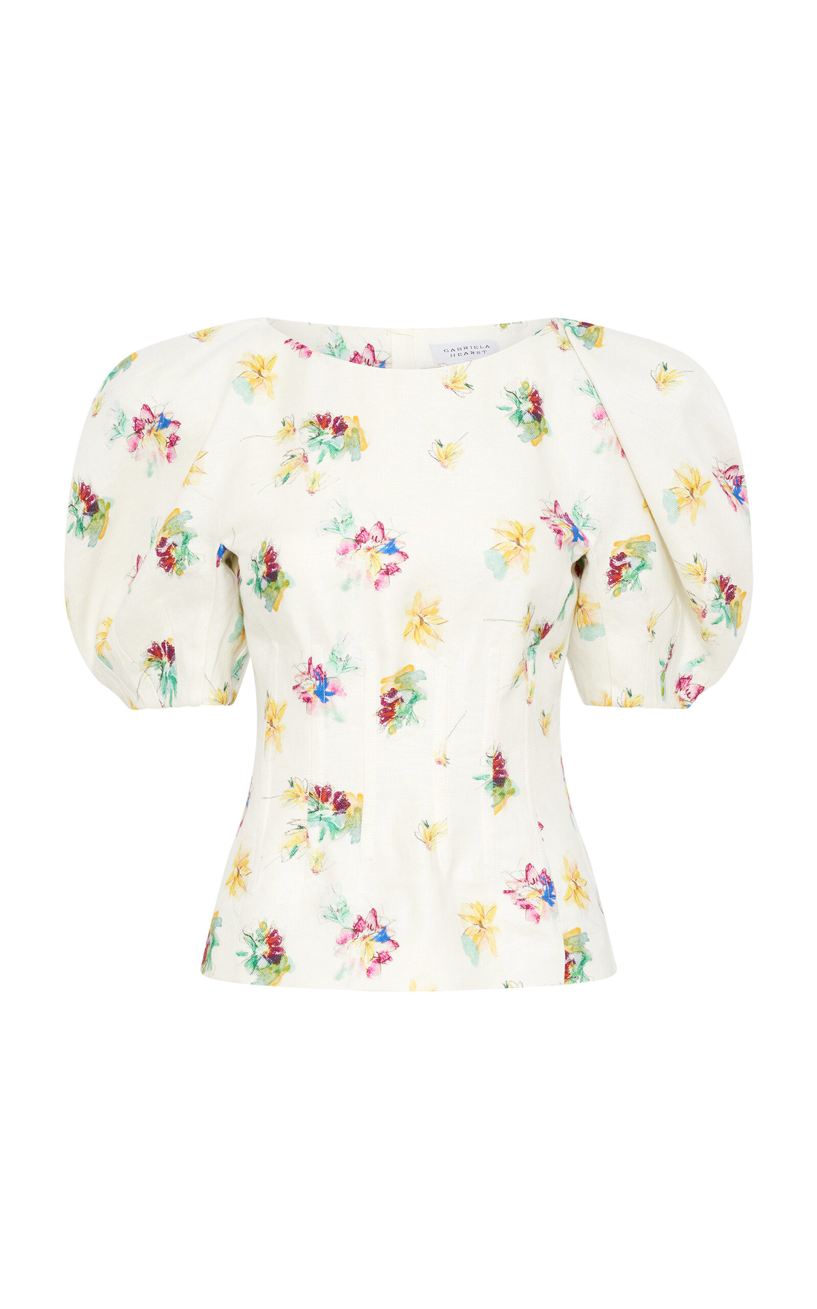 Gabriela Hearst Ayelet Puff-sleeve Linen Top In White