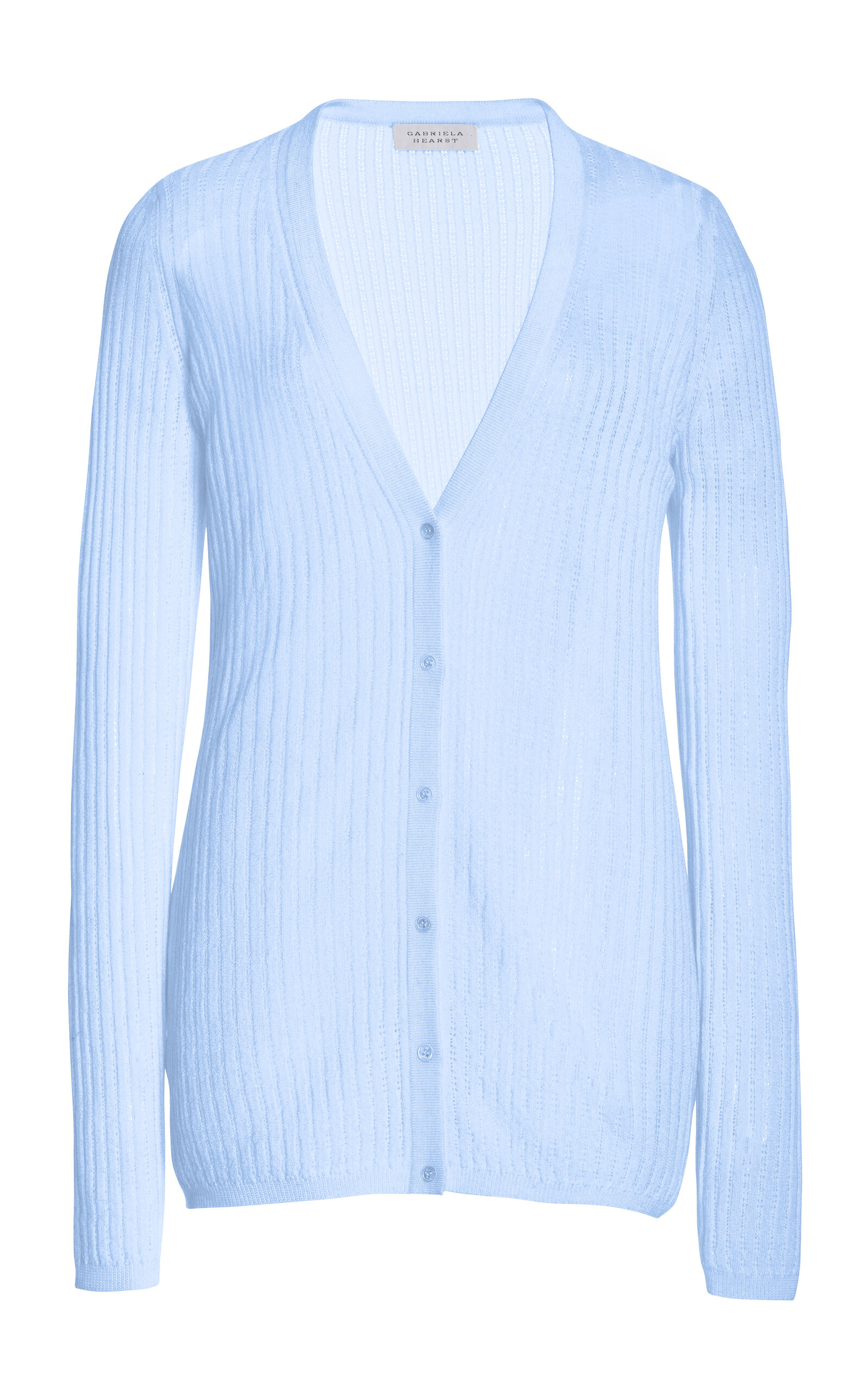 Gabriela Hearst Emma Pointelle Knit Cashmere-silk Cardigan In Blue