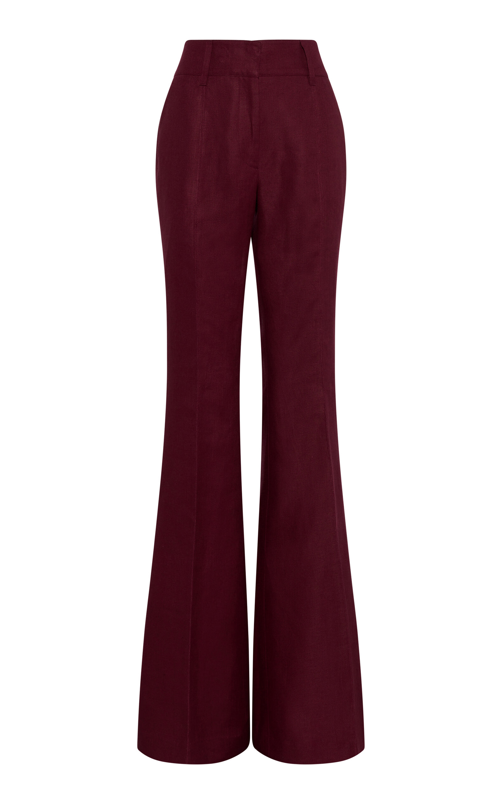 Gabriela Hearst Rhein Linen Flare Pants - Burgundy