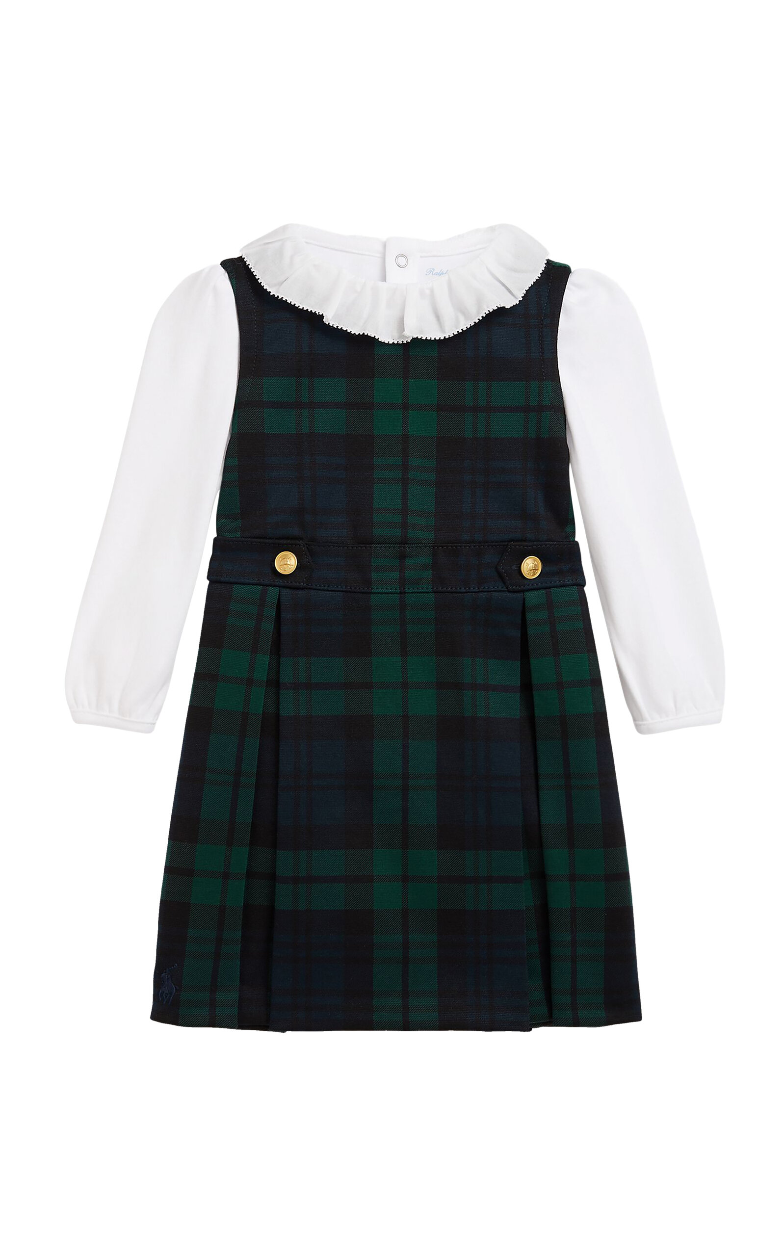 POLO RALPH LAUREN Baby Cotton Bodysuit & Plaid Ponte Dress Set