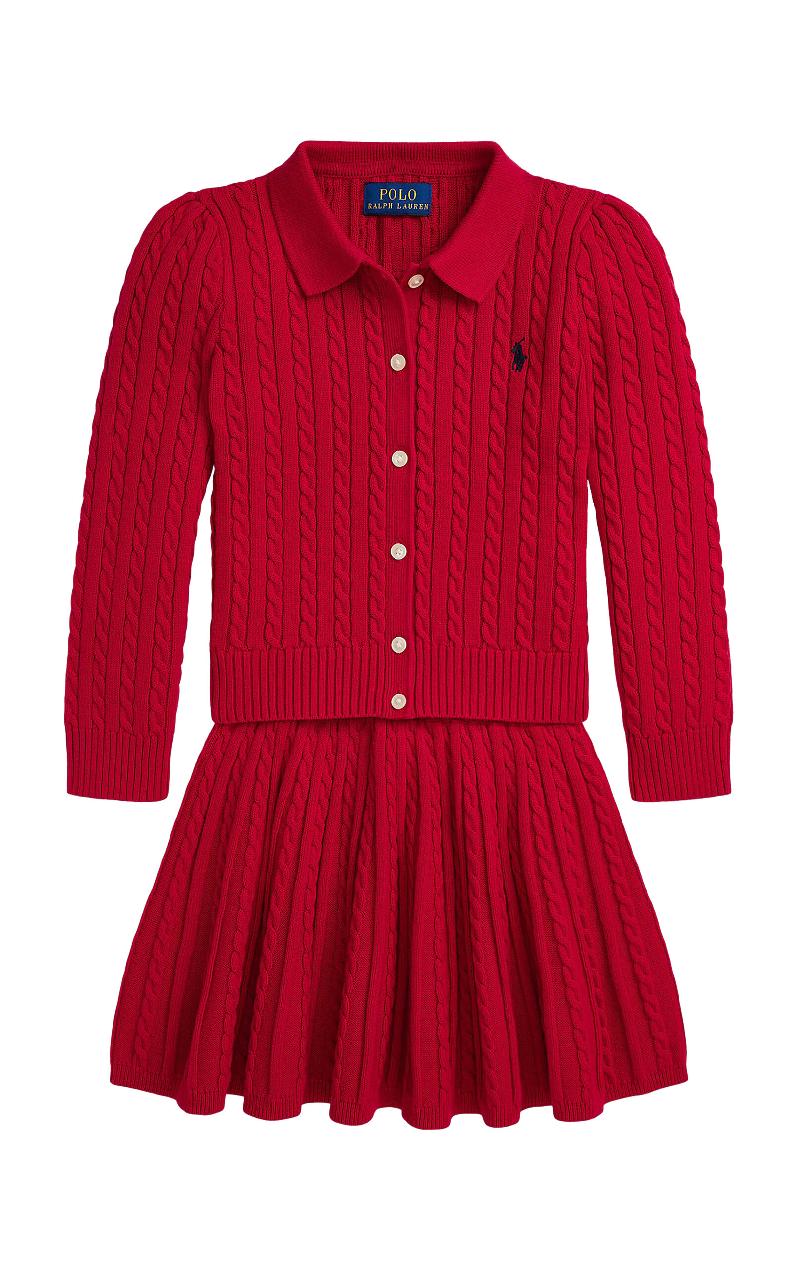 POLO RALPH LAUREN Little Girl Cotton Polo Cardigan & Skirt Set