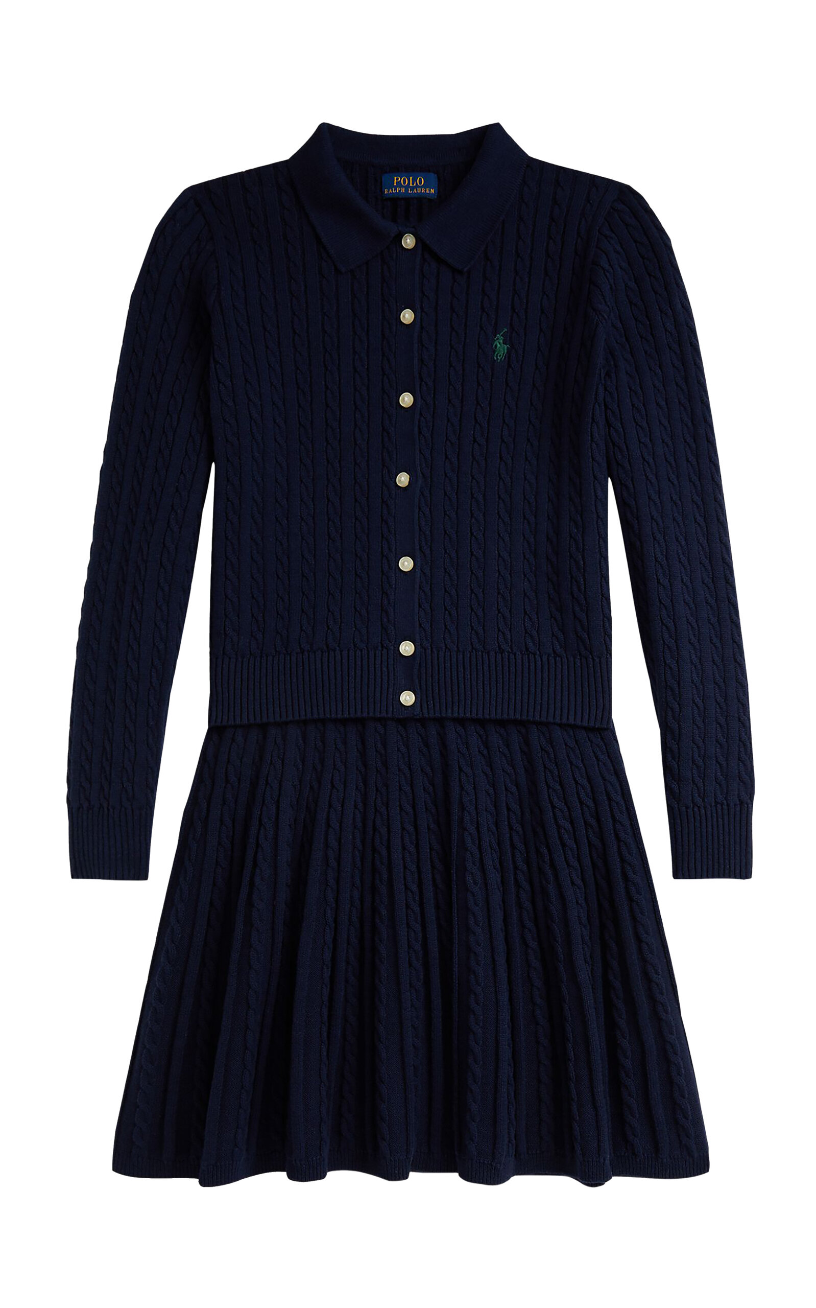 POLO RALPH LAUREN Kid's Cotton Polo Cardigan & Skirt Set