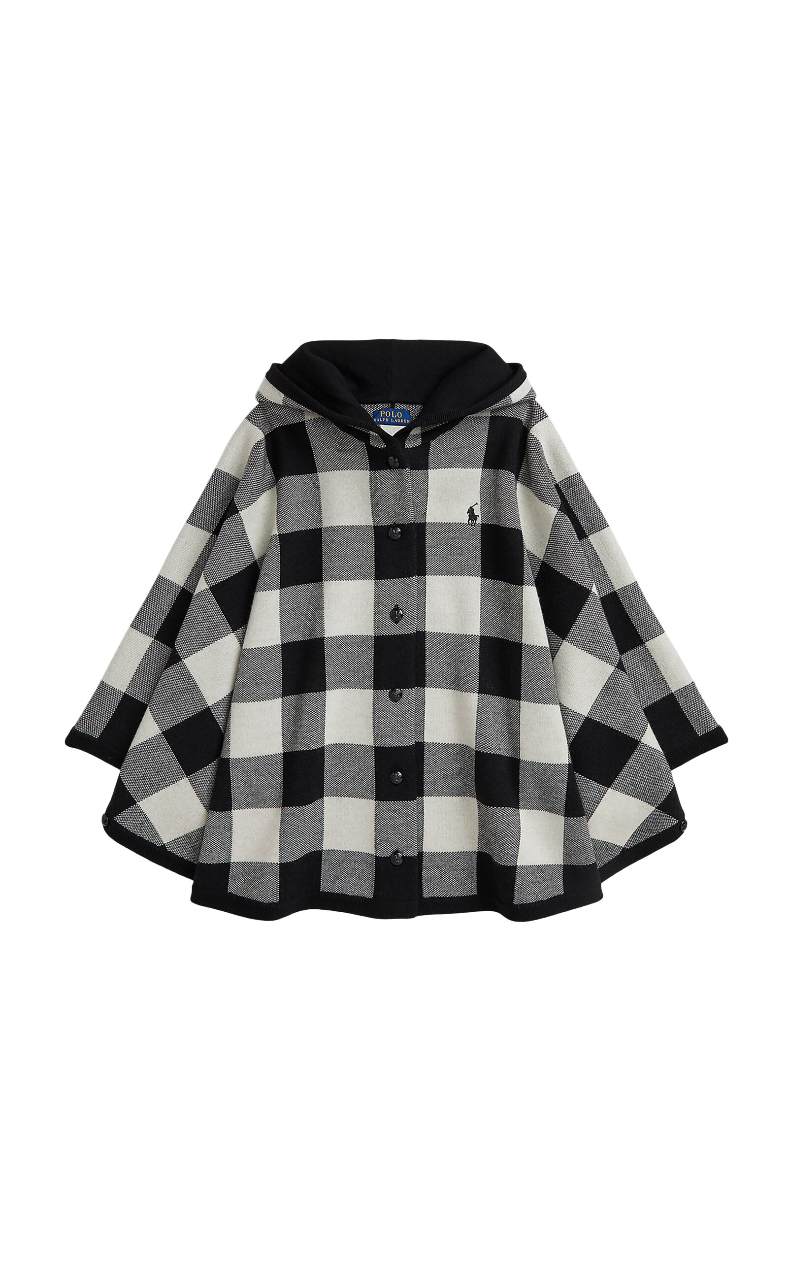 POLO RALPH LAUREN Big Girl Checked Wool Hooded Poncho