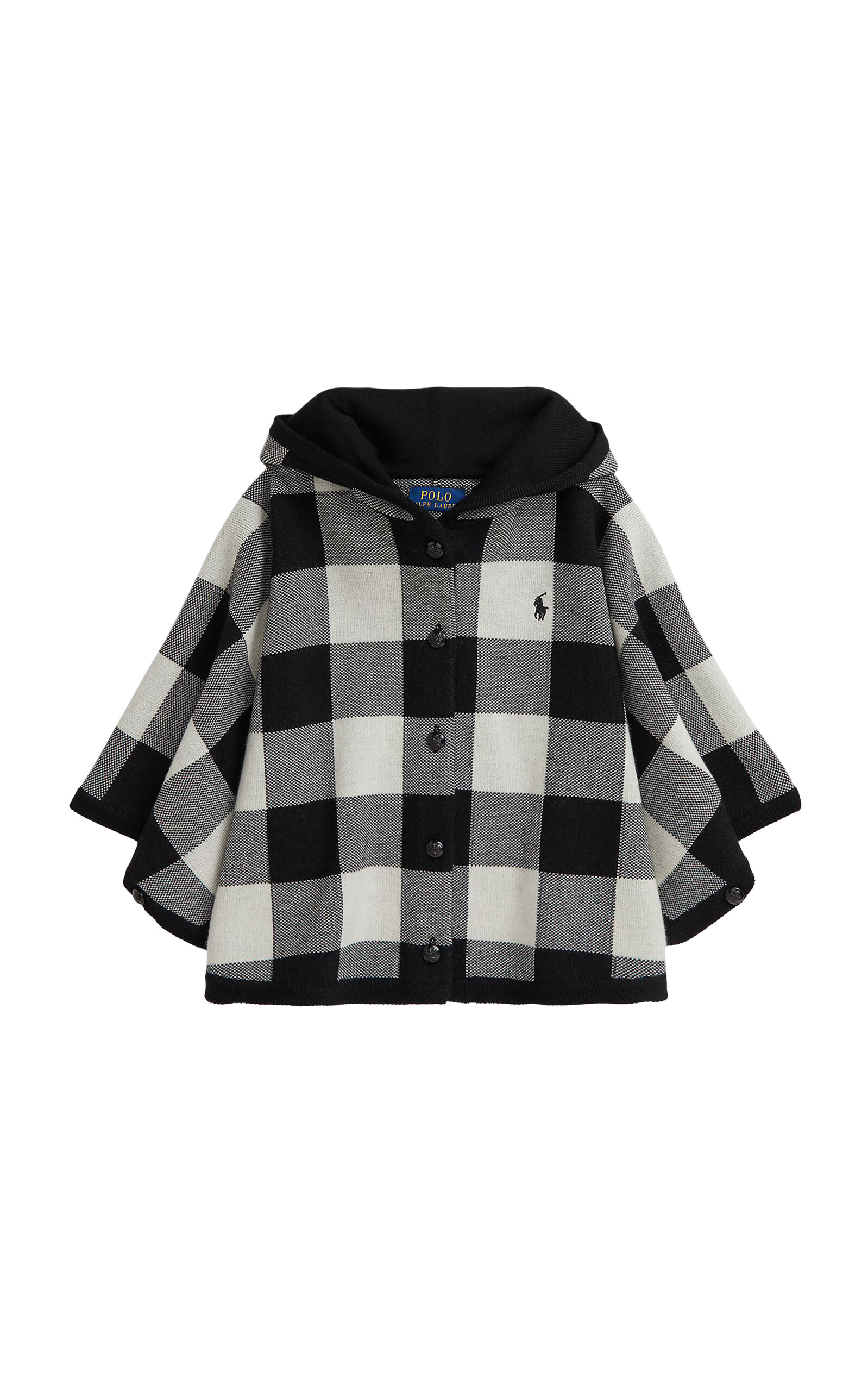 POLO RALPH LAUREN Little Girl Checked Wool Hooded Poncho