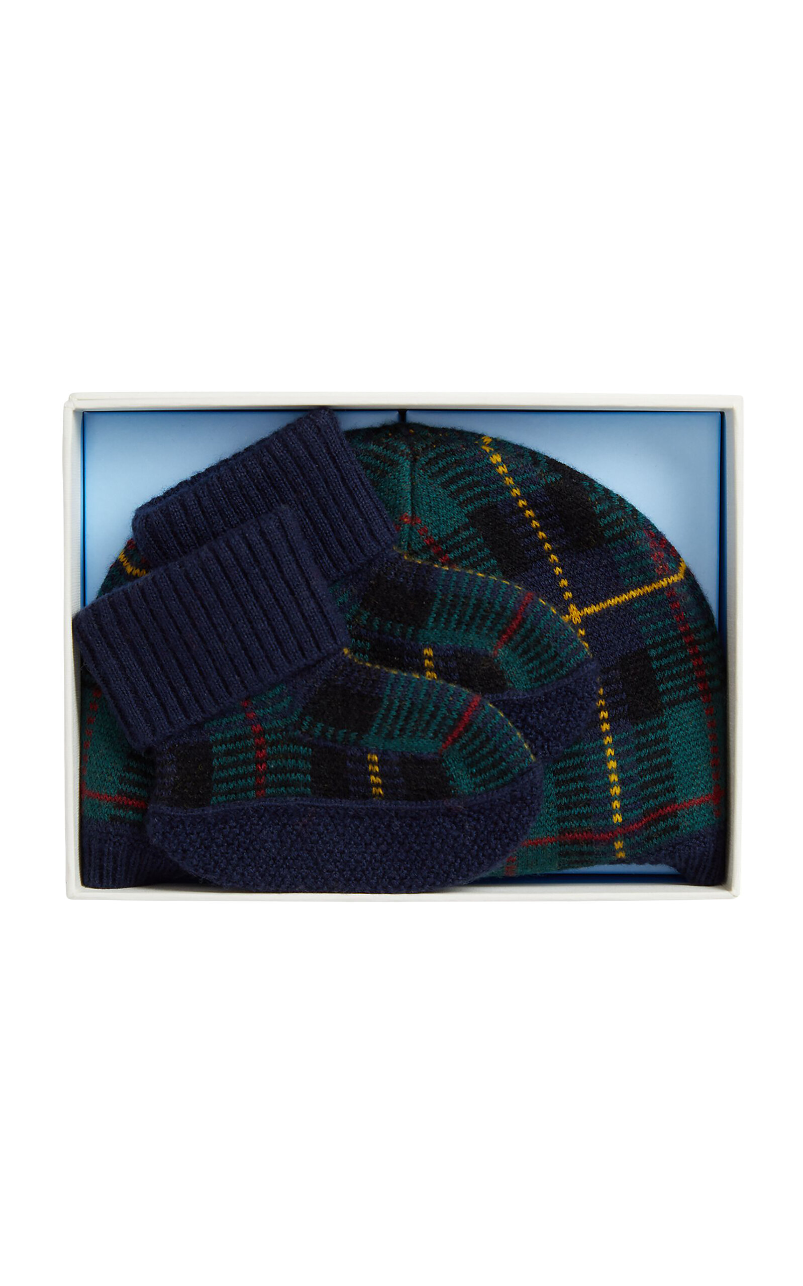 POLO RALPH LAUREN Baby Plaid Wool Earflap Hat & Bootie Set