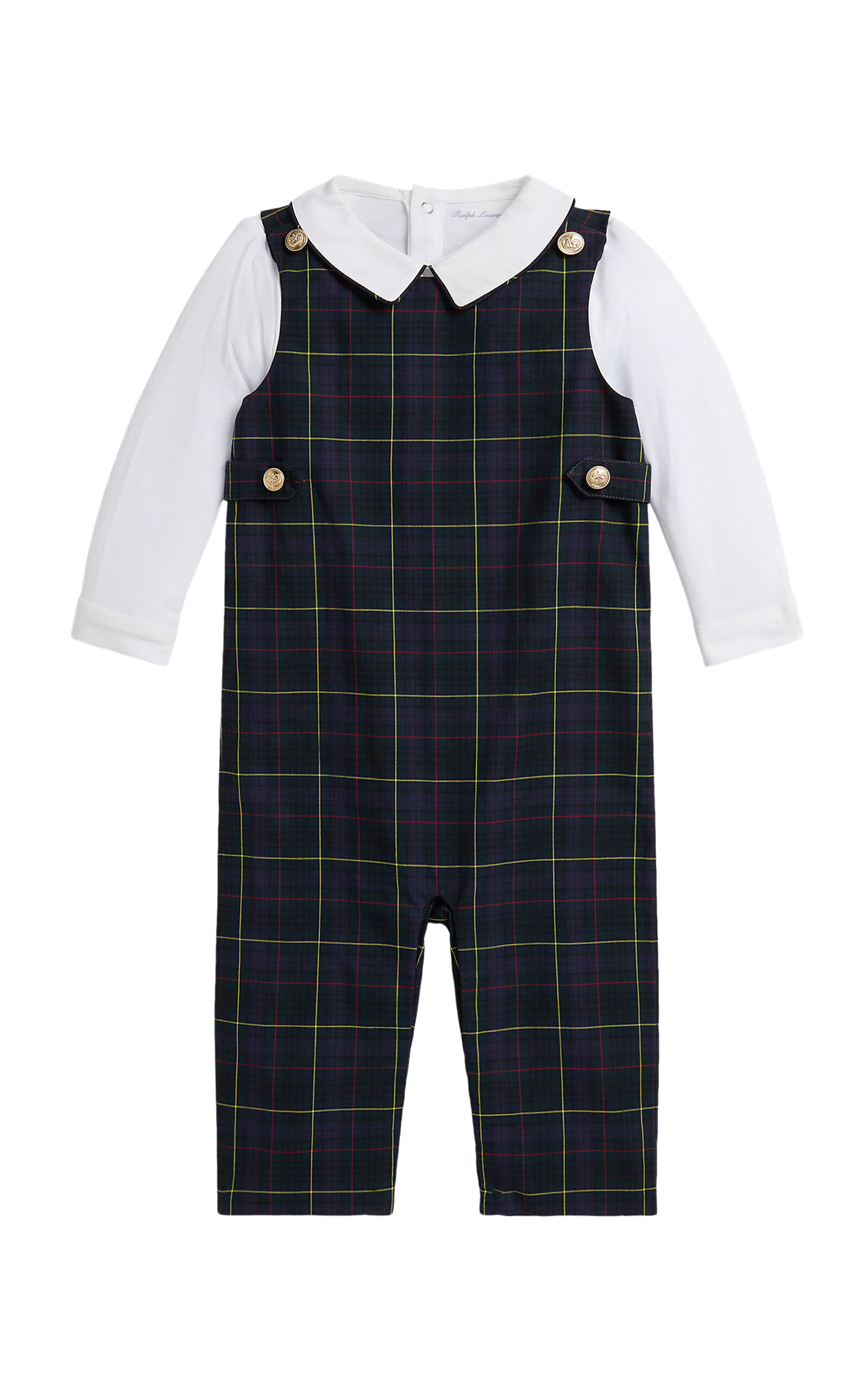 POLO RALPH LAUREN Baby Cotton Bodysuit & Plaid Overall Set