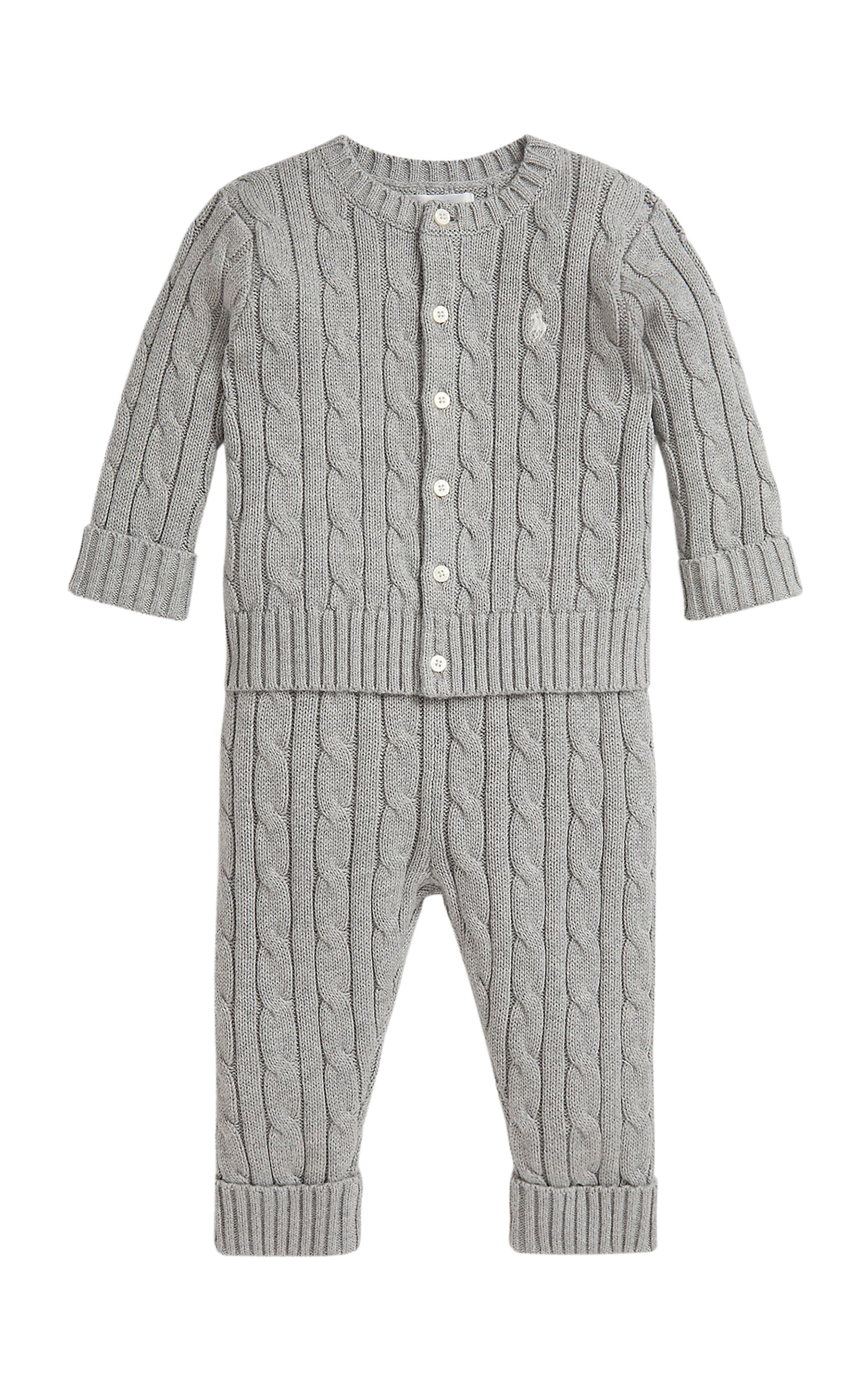 POLO RALPH LAUREN Baby Cable-Knit Cotton Cardigan & Pant Set