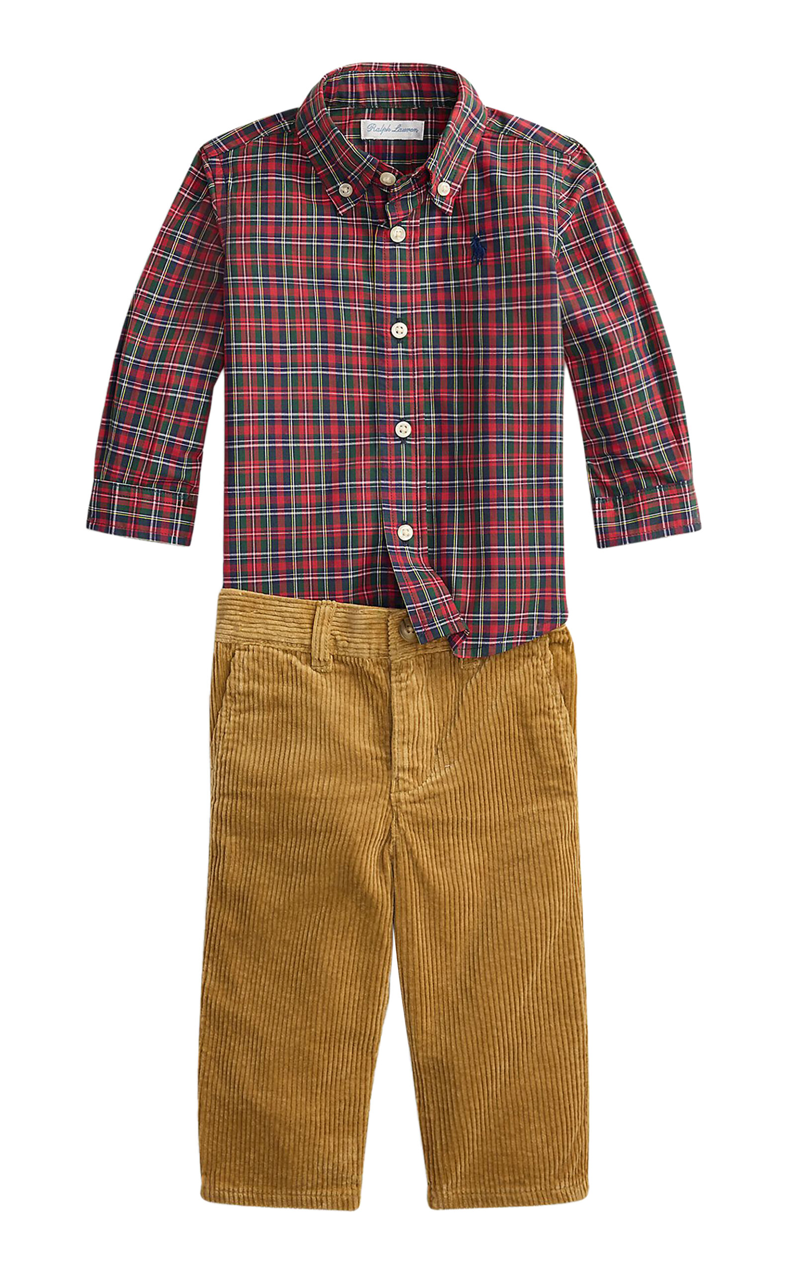 POLO RALPH LAUREN Baby Plaid Cotton Shirt & Corduroy Pant Set