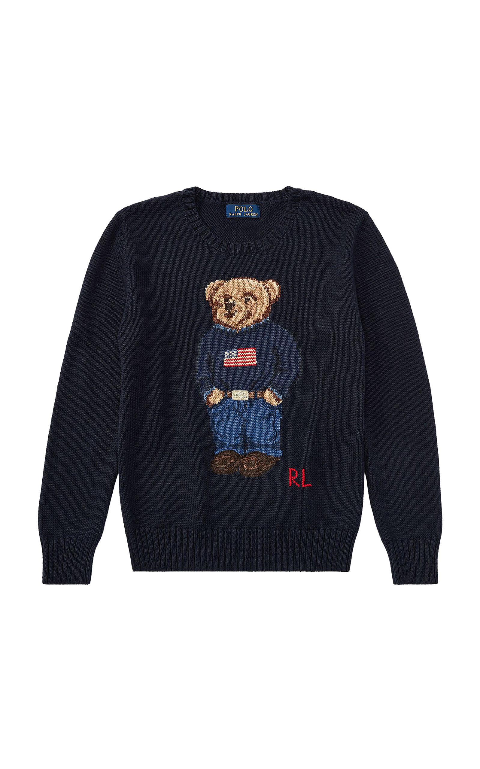 POLO RALPH LAUREN Big Boy Polo Bear Cotton Sweater