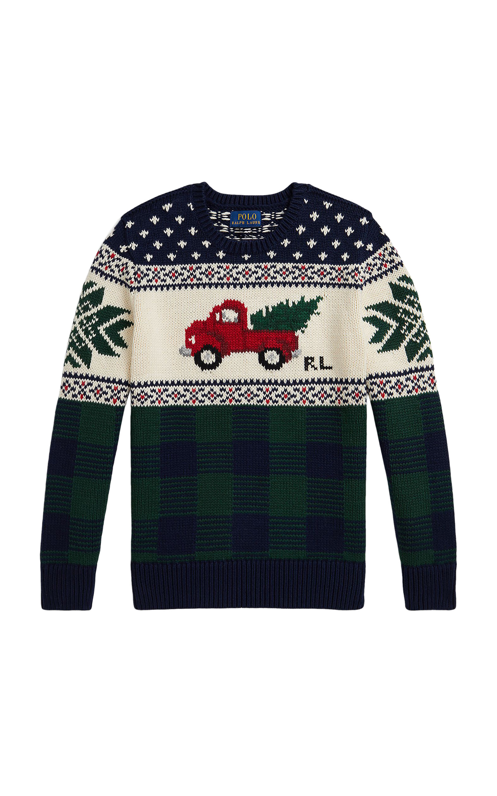 POLO RALPH LAUREN Little Boy Truck-Intarsia Cotton Sweater
